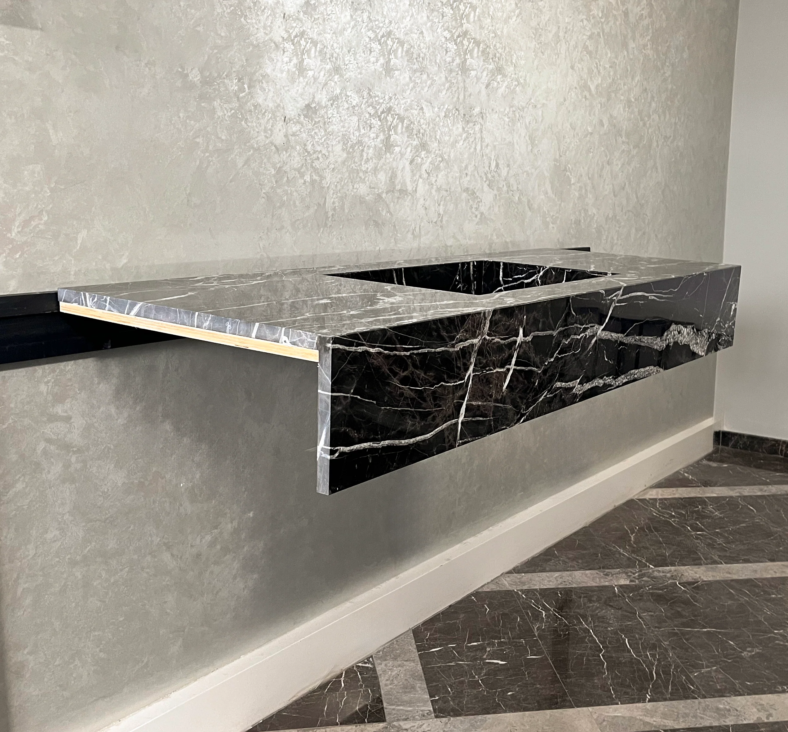 HANDCRAFTED CUSTOM ALEXANDRA BLACK MARBLE SINK (NS-111) - Image 3