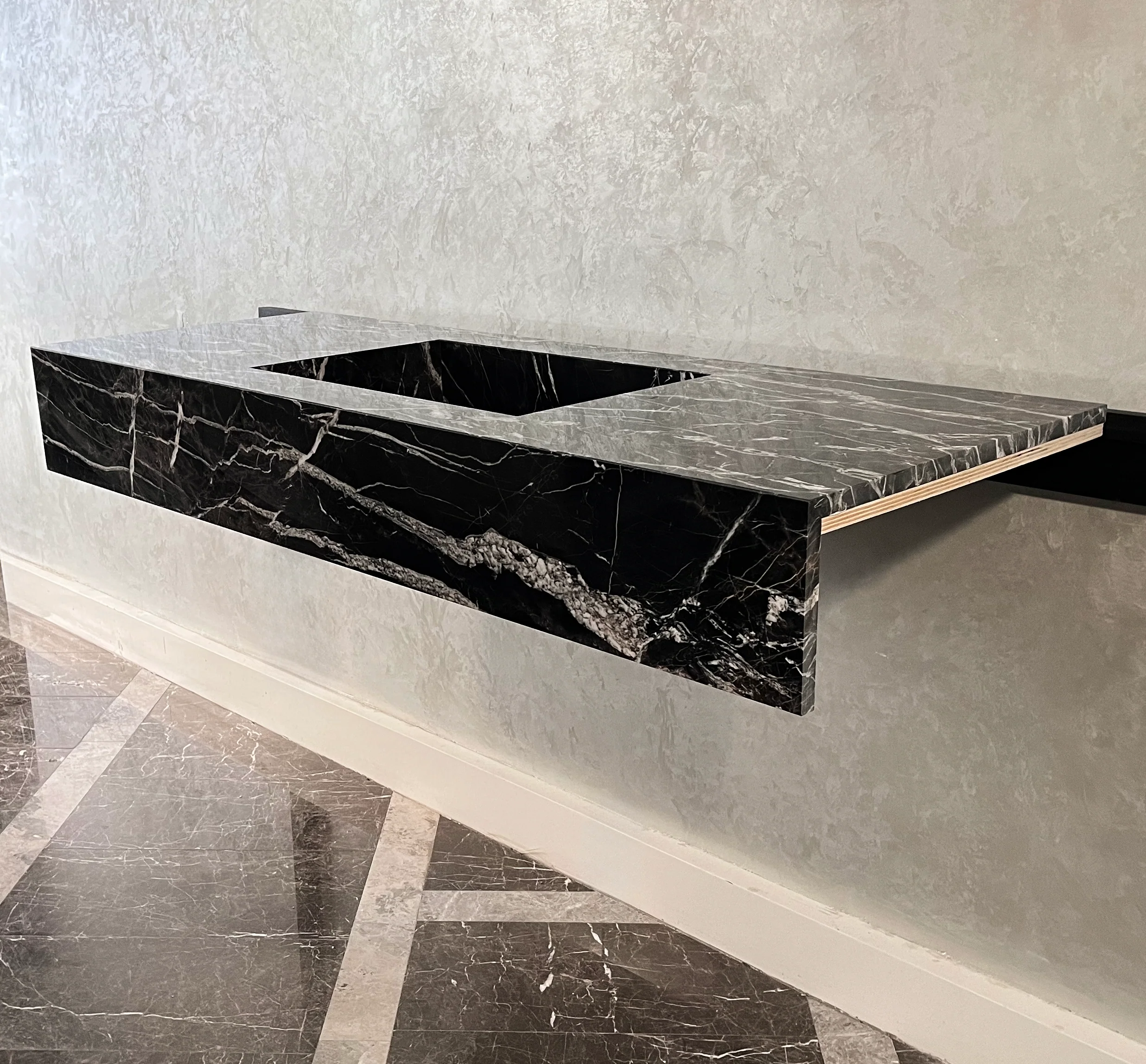 HANDCRAFTED CUSTOM ALEXANDRA BLACK MARBLE SINK (NS-111) - Image 4