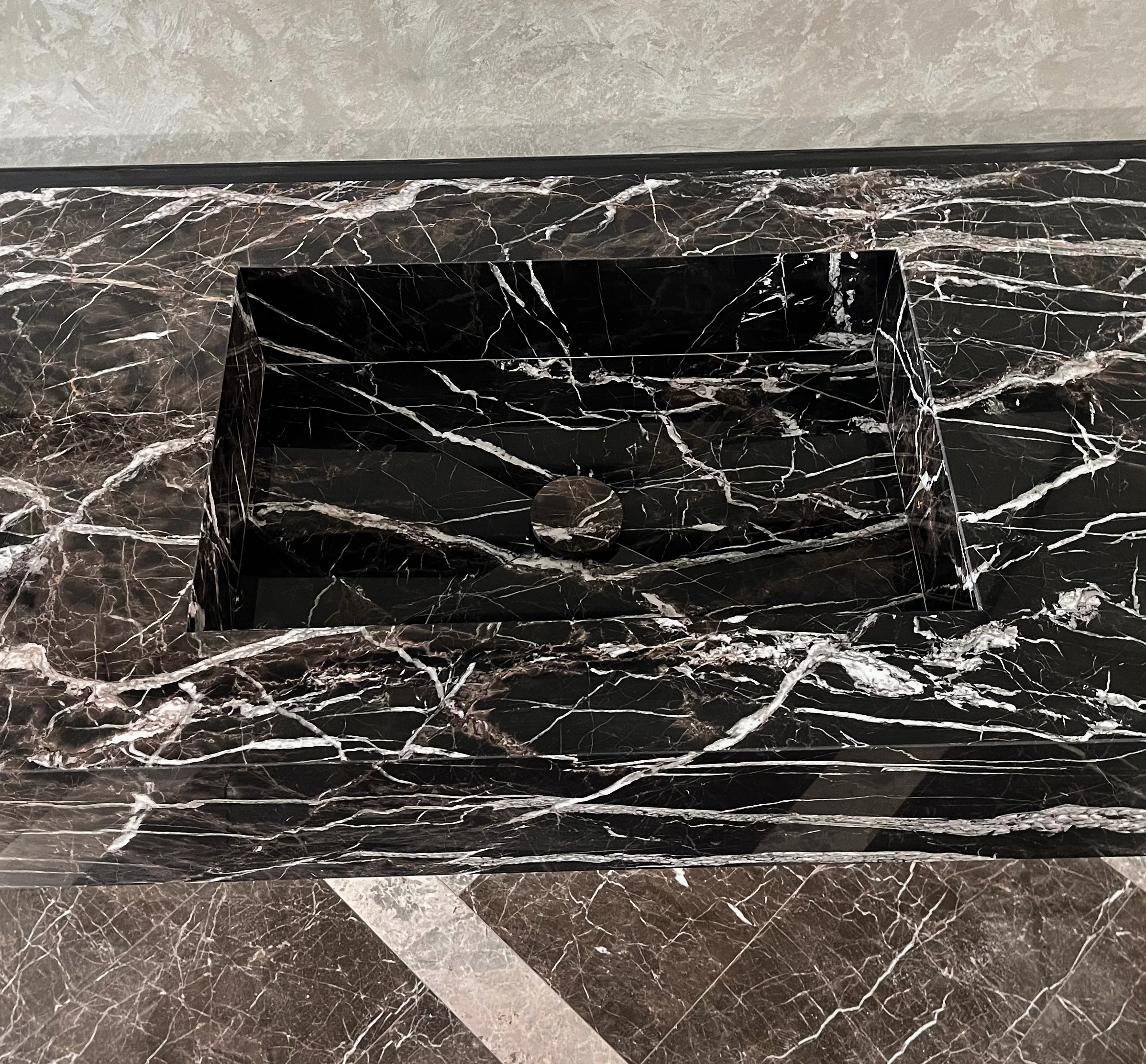 HANDCRAFTED CUSTOM ALEXANDRA BLACK MARBLE SINK (NS-111) - Image 5