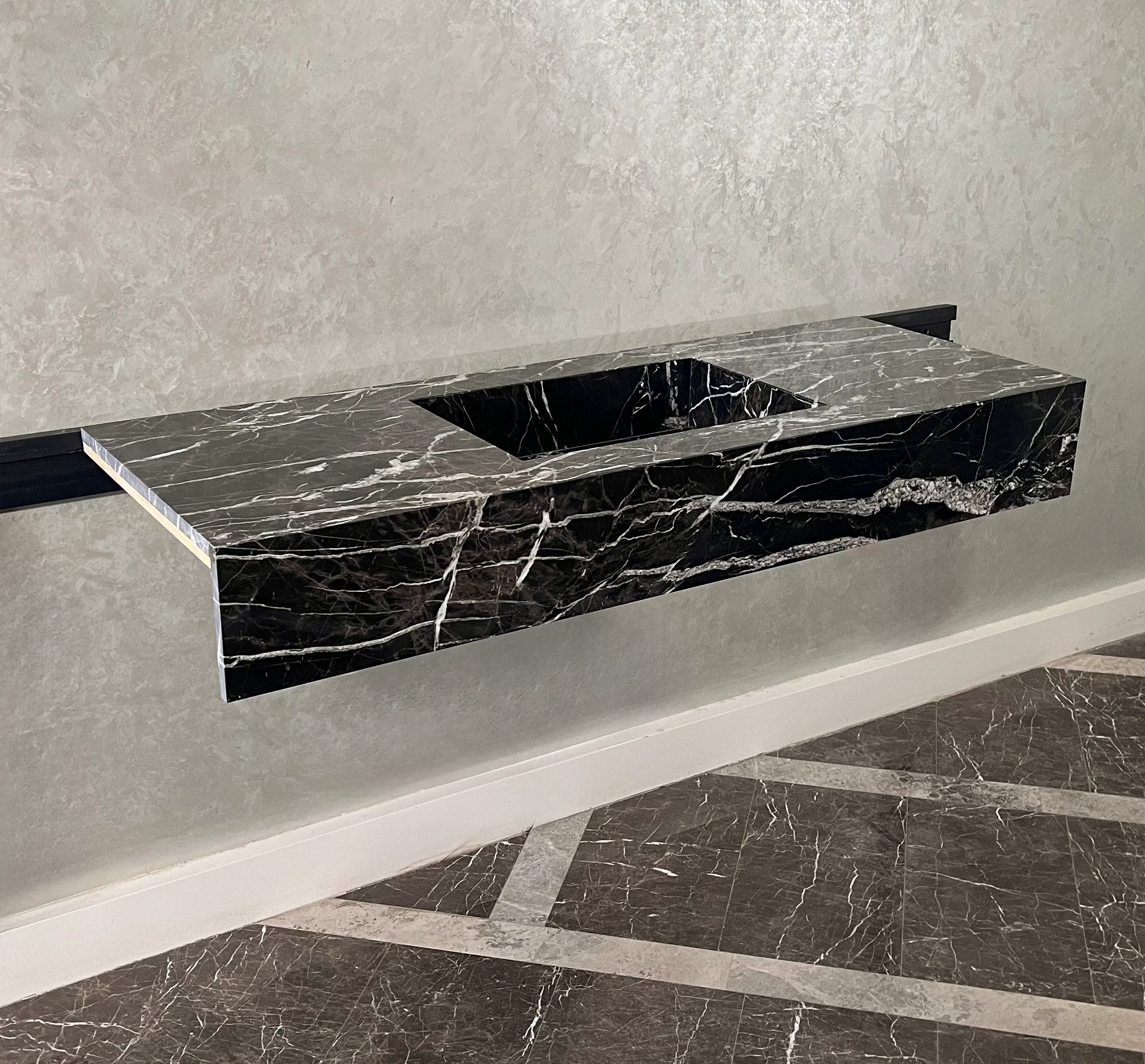 HANDCRAFTED CUSTOM ALEXANDRA BLACK MARBLE SINK (NS-111) - Image 6
