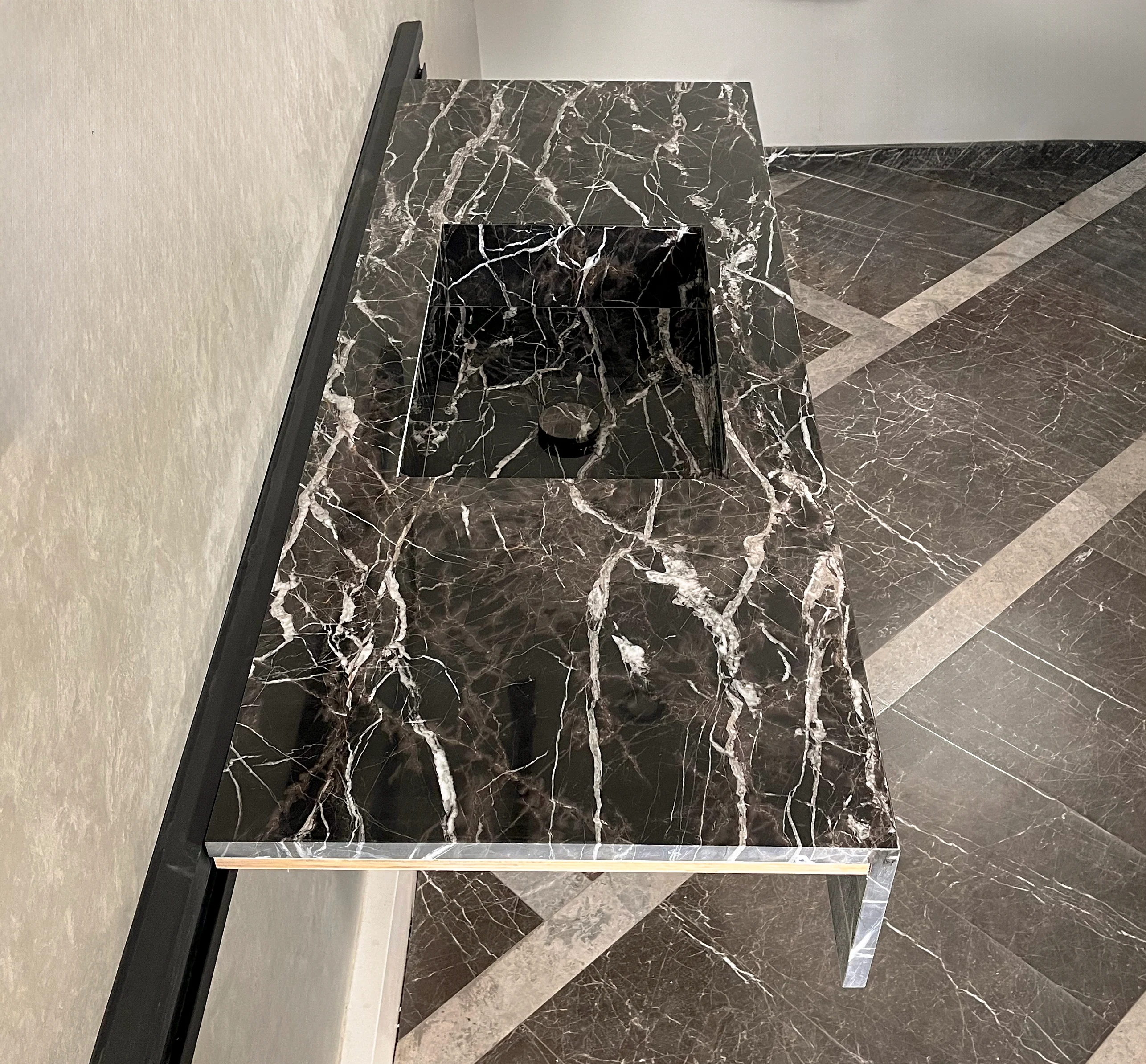 HANDCRAFTED CUSTOM ALEXANDRA BLACK MARBLE SINK (NS-111) - Image 7