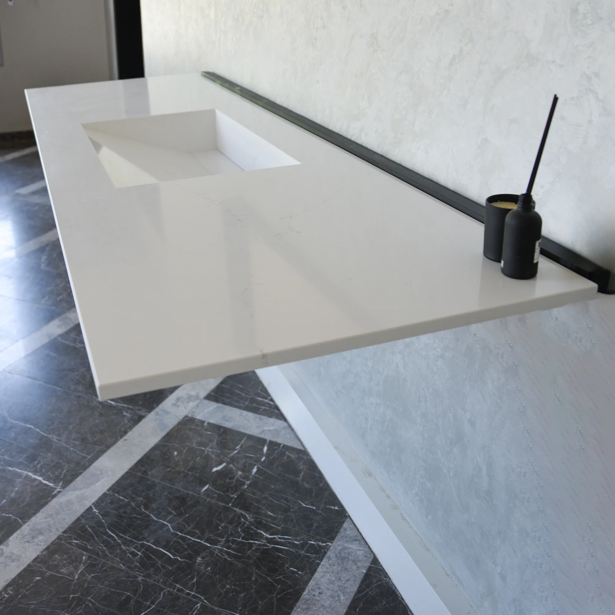 CUSTOM COANTE HIEDRA QUARTZ SINK / SUITABLE FOR WALL MOUNTING QUARTZ VANITY (QU-112) - Image 10