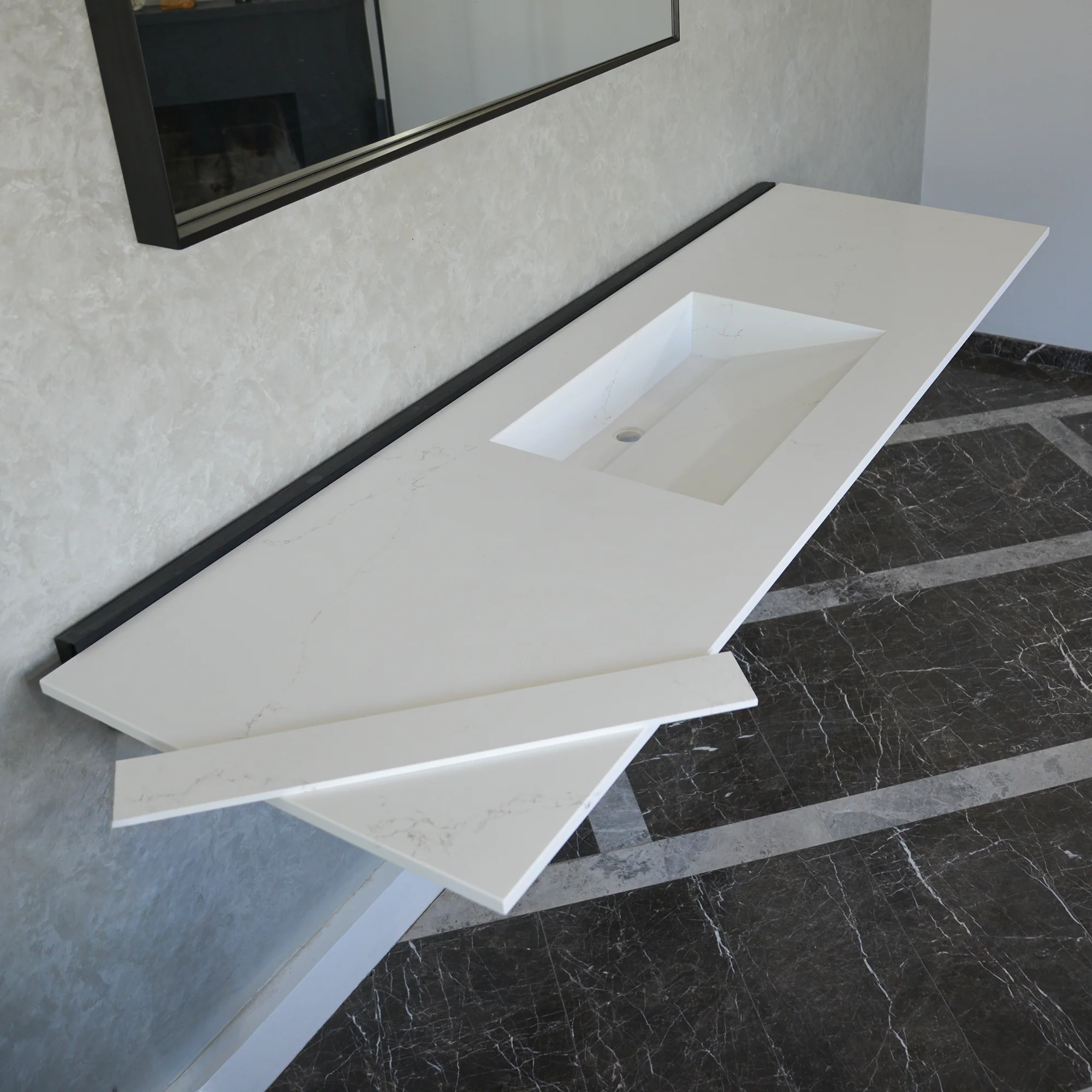 CUSTOM COANTE HIEDRA QUARTZ SINK / SUITABLE FOR WALL MOUNTING QUARTZ VANITY (QU-112) - Image 4
