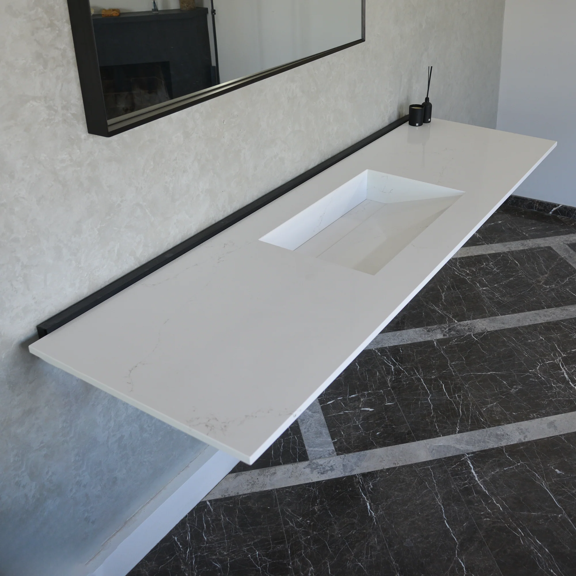 CUSTOM COANTE HIEDRA QUARTZ SINK / SUITABLE FOR WALL MOUNTING QUARTZ VANITY (QU-112) - Image 8