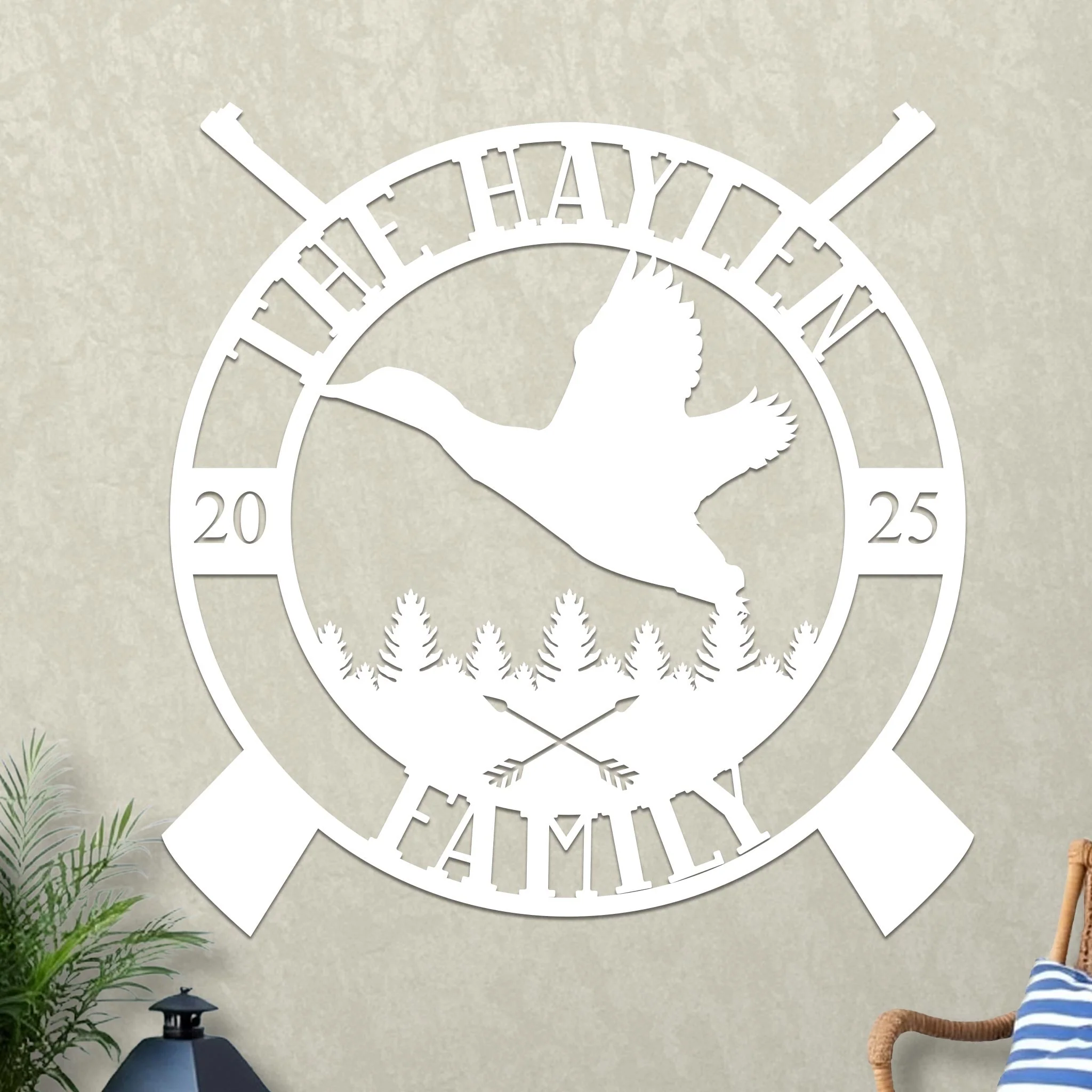 Custom Family Name Sign with Duck Hunting Design - Image 2