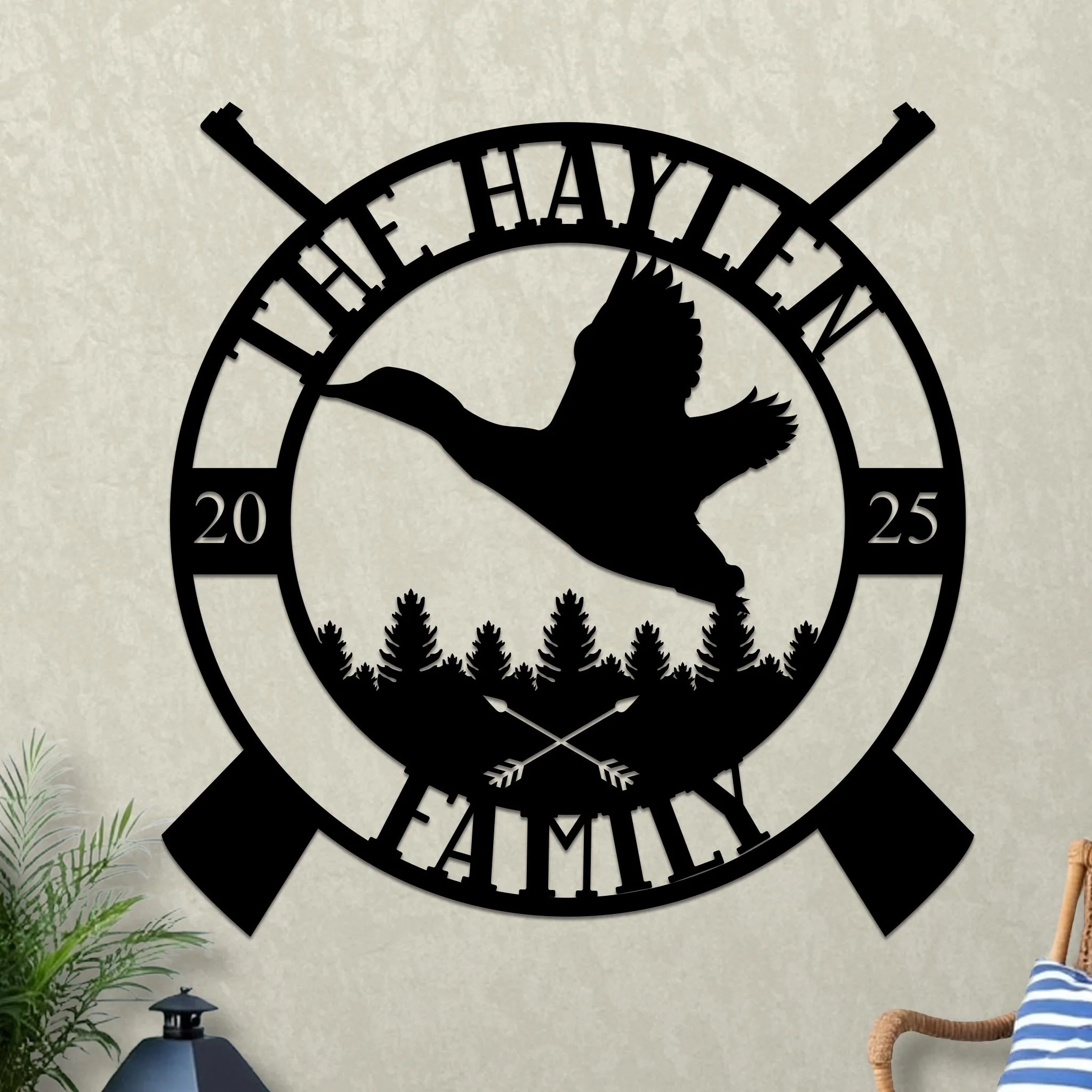 Custom Family Name Sign with Duck Hunting Design - Image 3