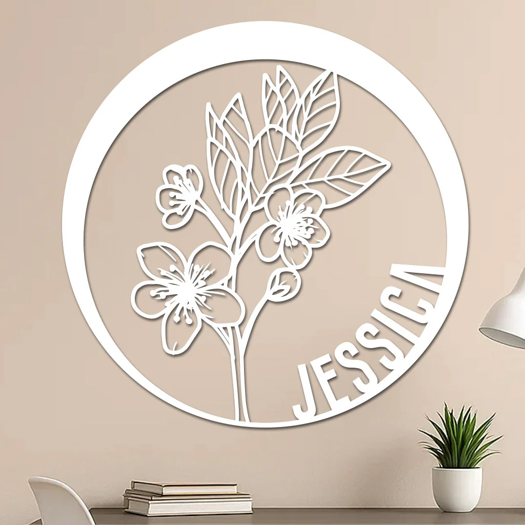 Custom Flower Metal Sign w Name - Image 2