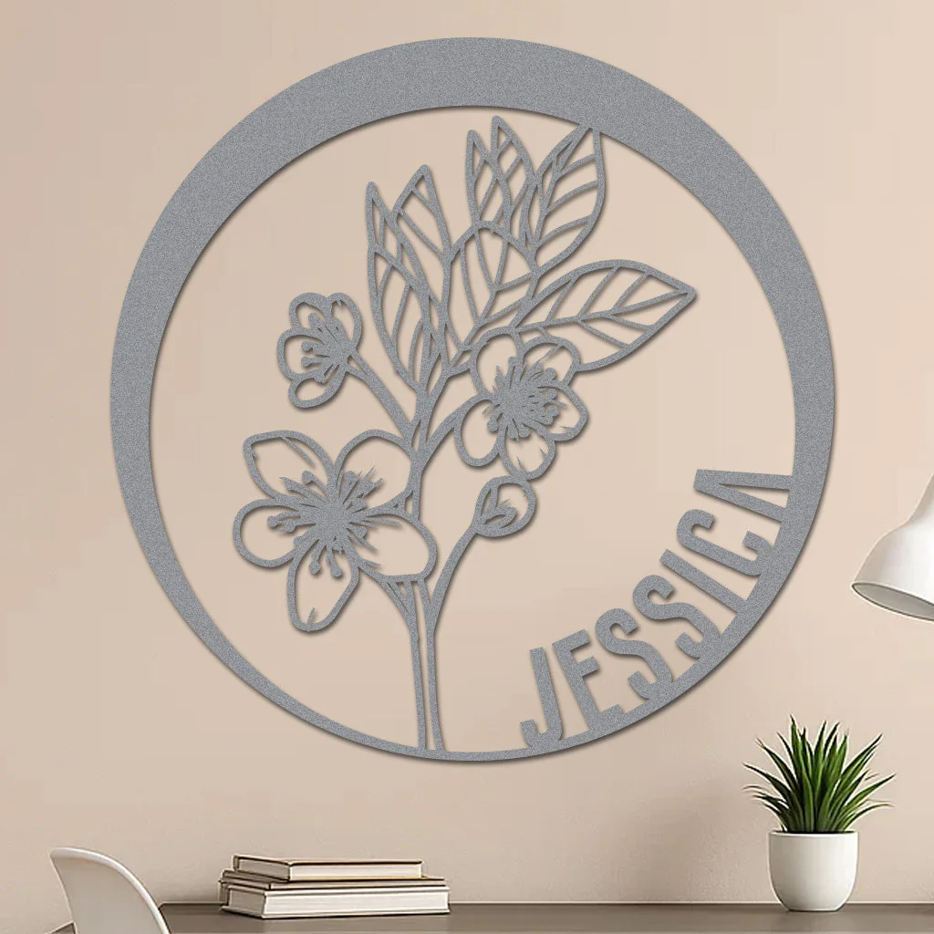 Custom Flower Metal Sign w Name - Image 3