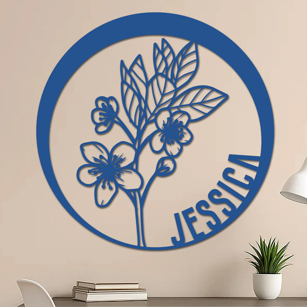 Custom Flower Metal Sign w Name - Image 4