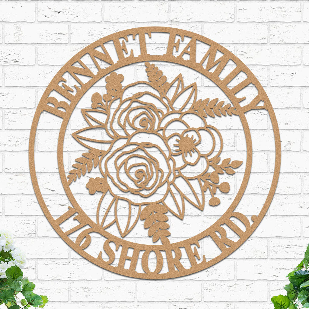 Custom Flowers Metal Sign w Name & Address - Image 4