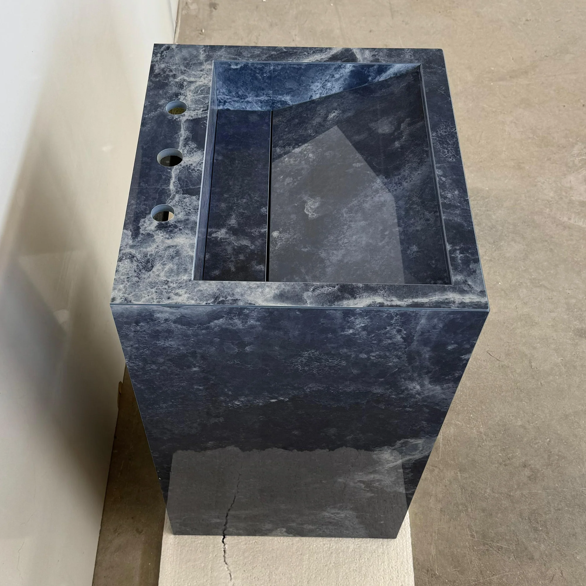 Custom Handcrafted Pedestal Porcelain Sink, Freestanding Blue Porcelain Integrated Sink, Bathroom Sink, Powder Room Sink, Marble Look Sink (ES-170) - Image 2