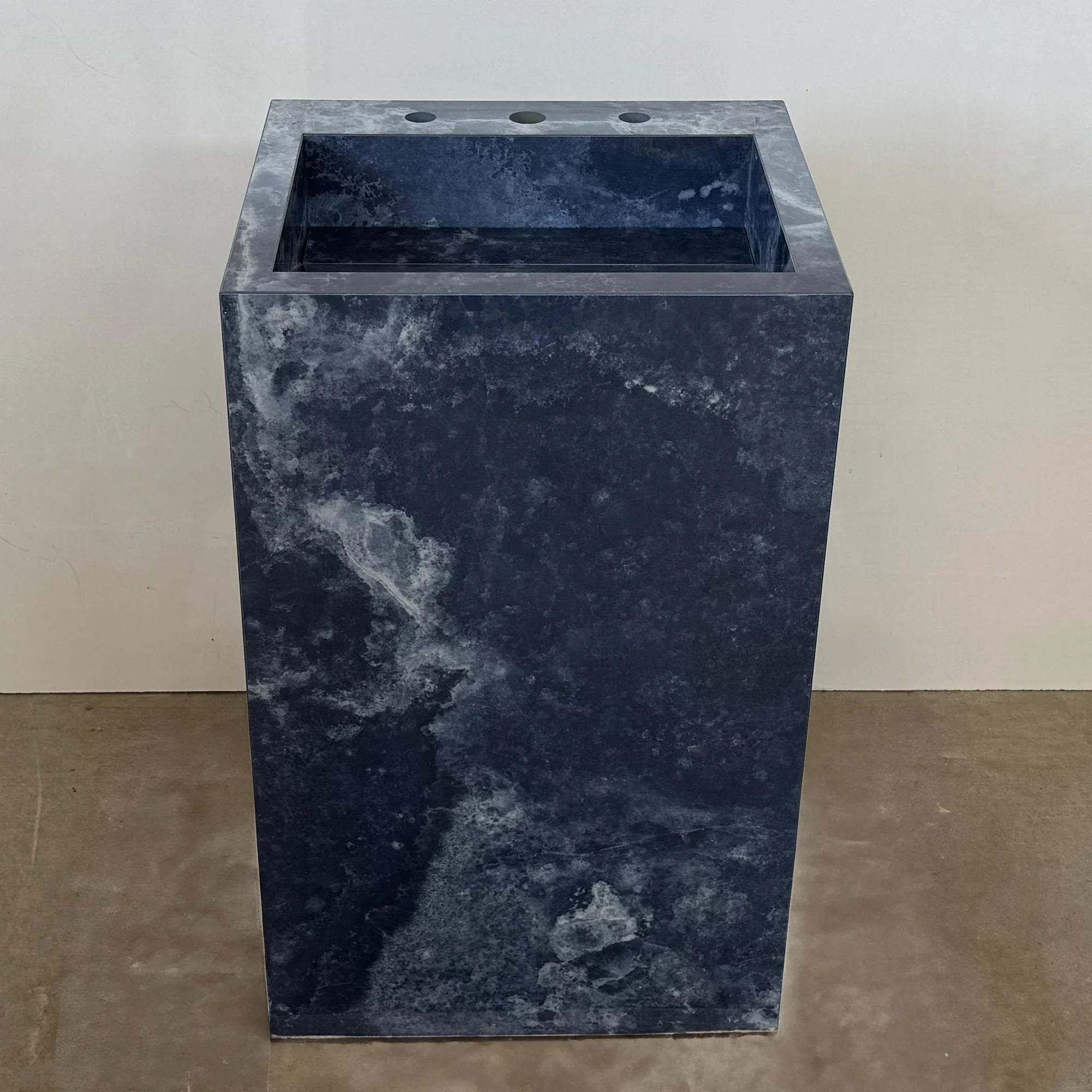Custom Handcrafted Pedestal Porcelain Sink, Freestanding Blue Porcelain Integrated Sink, Bathroom Sink, Powder Room Sink, Marble Look Sink (ES-170) - Image 3