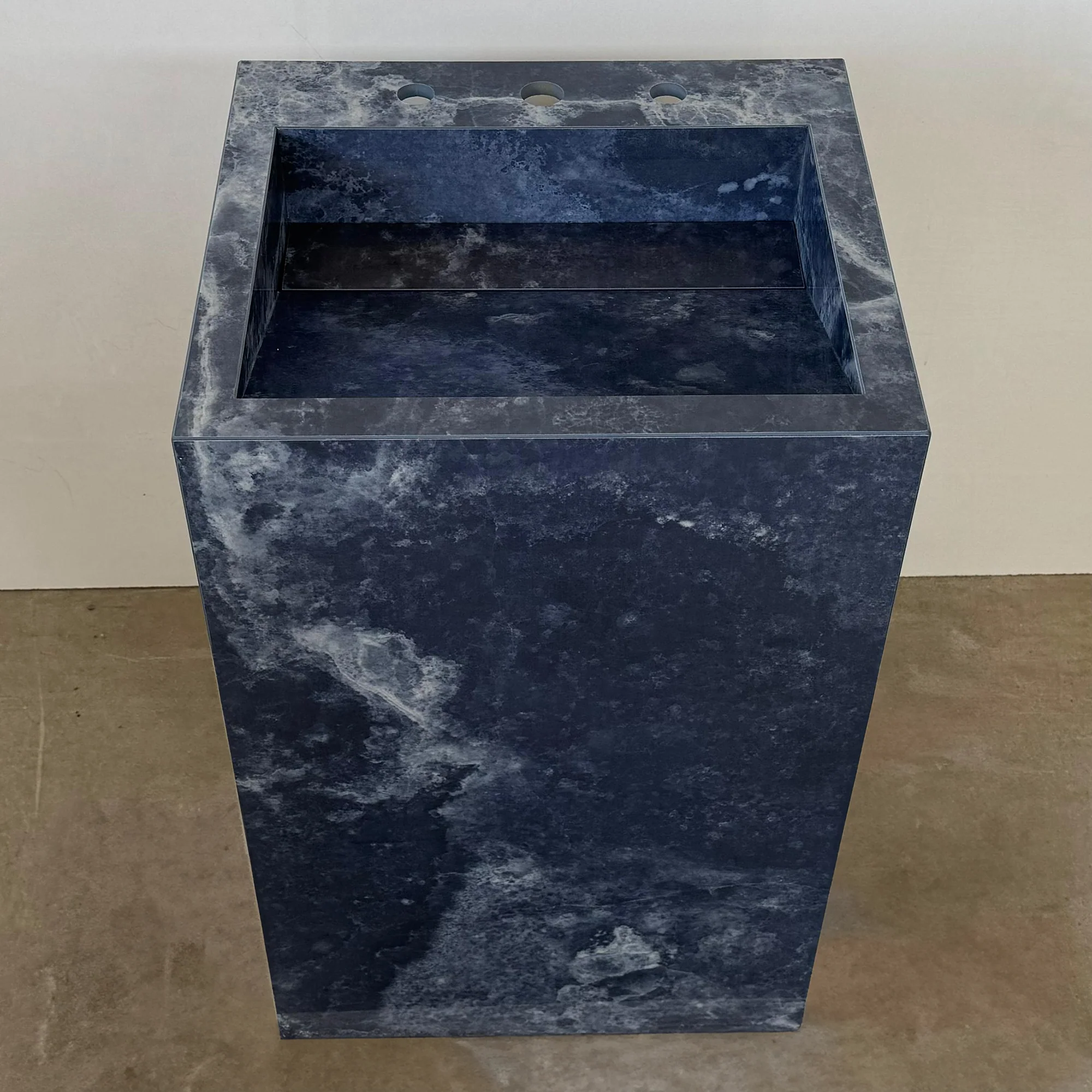 Custom Handcrafted Pedestal Porcelain Sink, Freestanding Blue Porcelain Integrated Sink, Bathroom Sink, Powder Room Sink, Marble Look Sink (ES-170) - Image 5