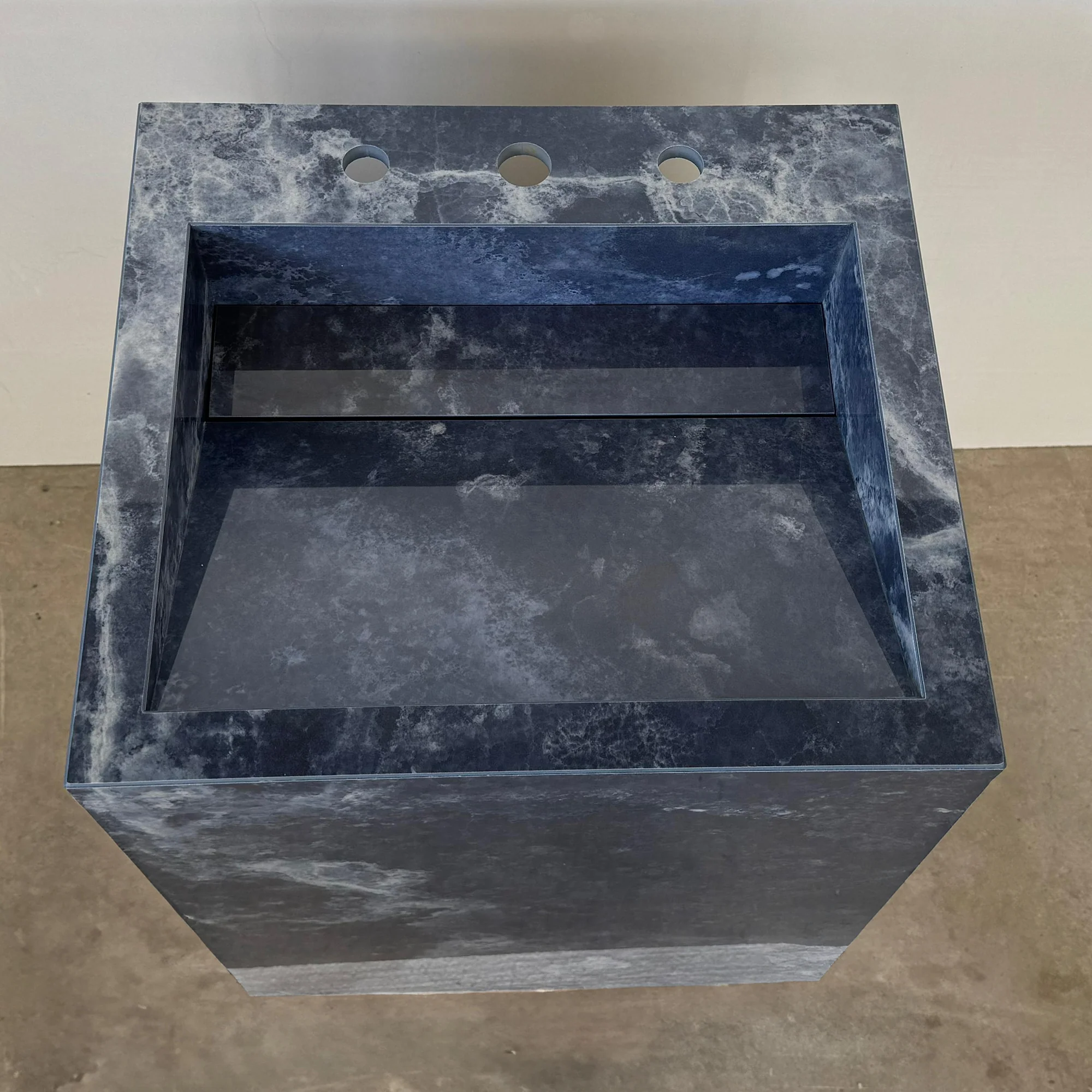 Custom Handcrafted Pedestal Porcelain Sink, Freestanding Blue Porcelain Integrated Sink, Bathroom Sink, Powder Room Sink, Marble Look Sink (ES-170) - Image 6