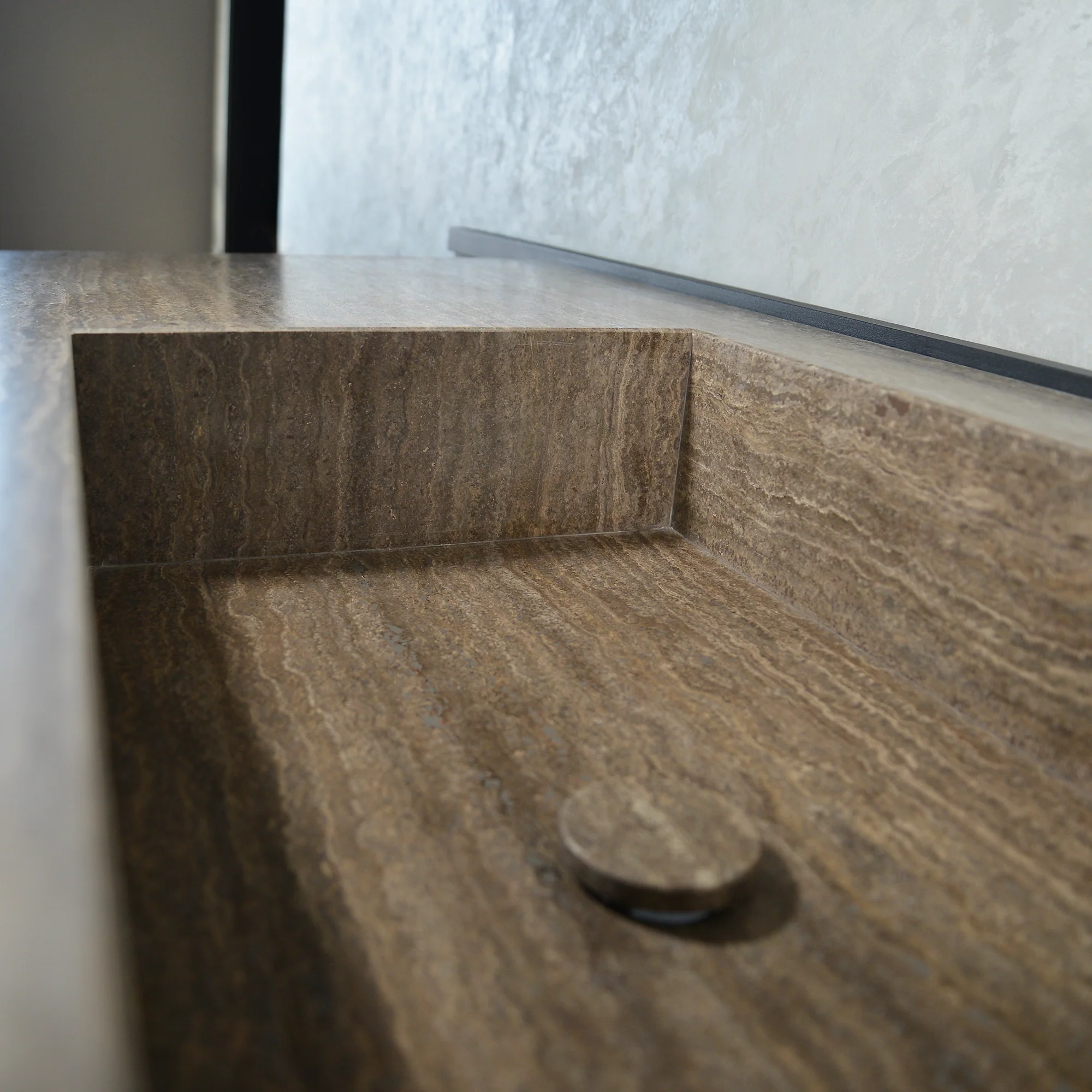 CUSTOM HANDCRAFTED SILVER TRAVERTINE SINK (TR-081) - Image 9