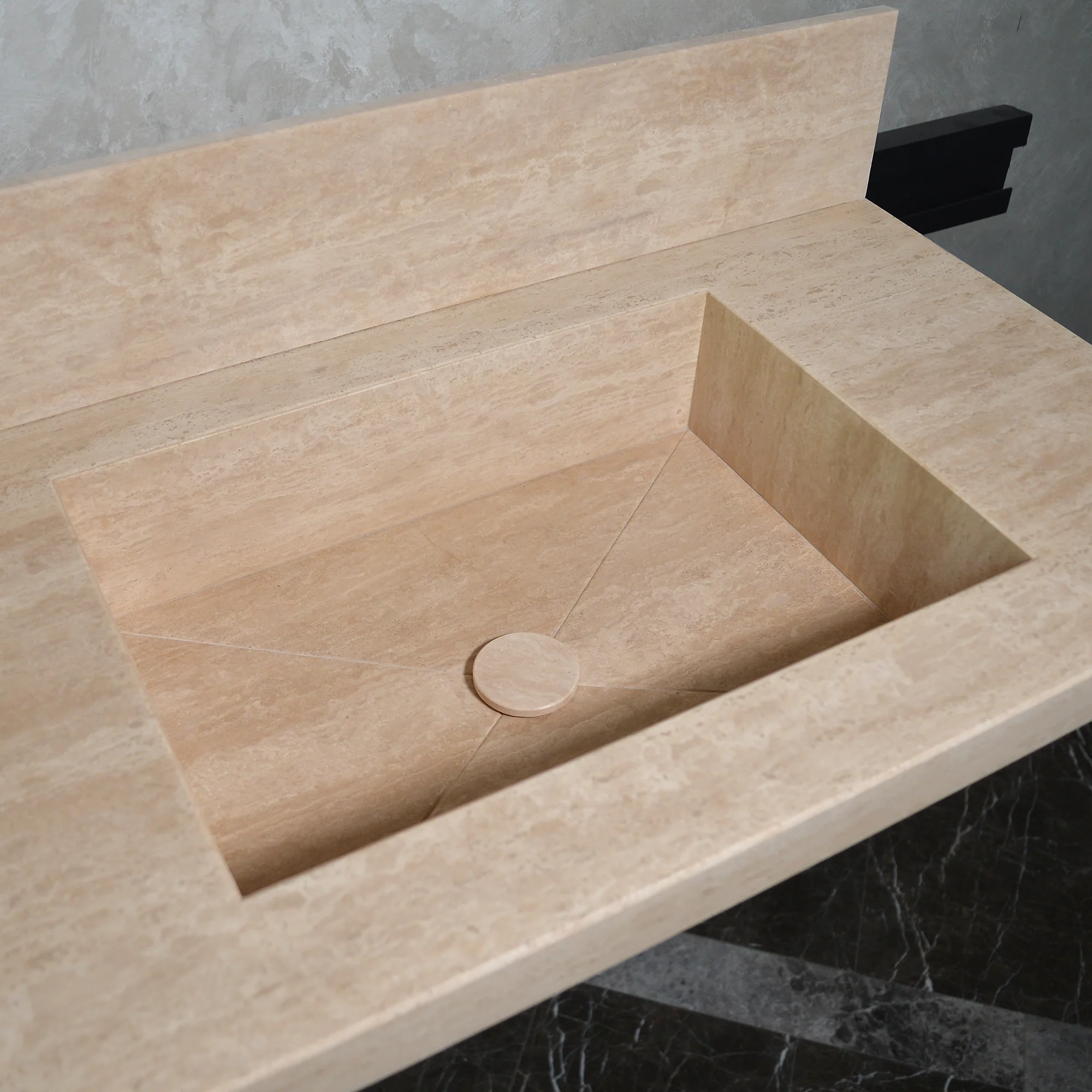 CUSTOM HANDCRAFTED TRAVERTINE DOUBLE SINK (TR-116) - Image 7