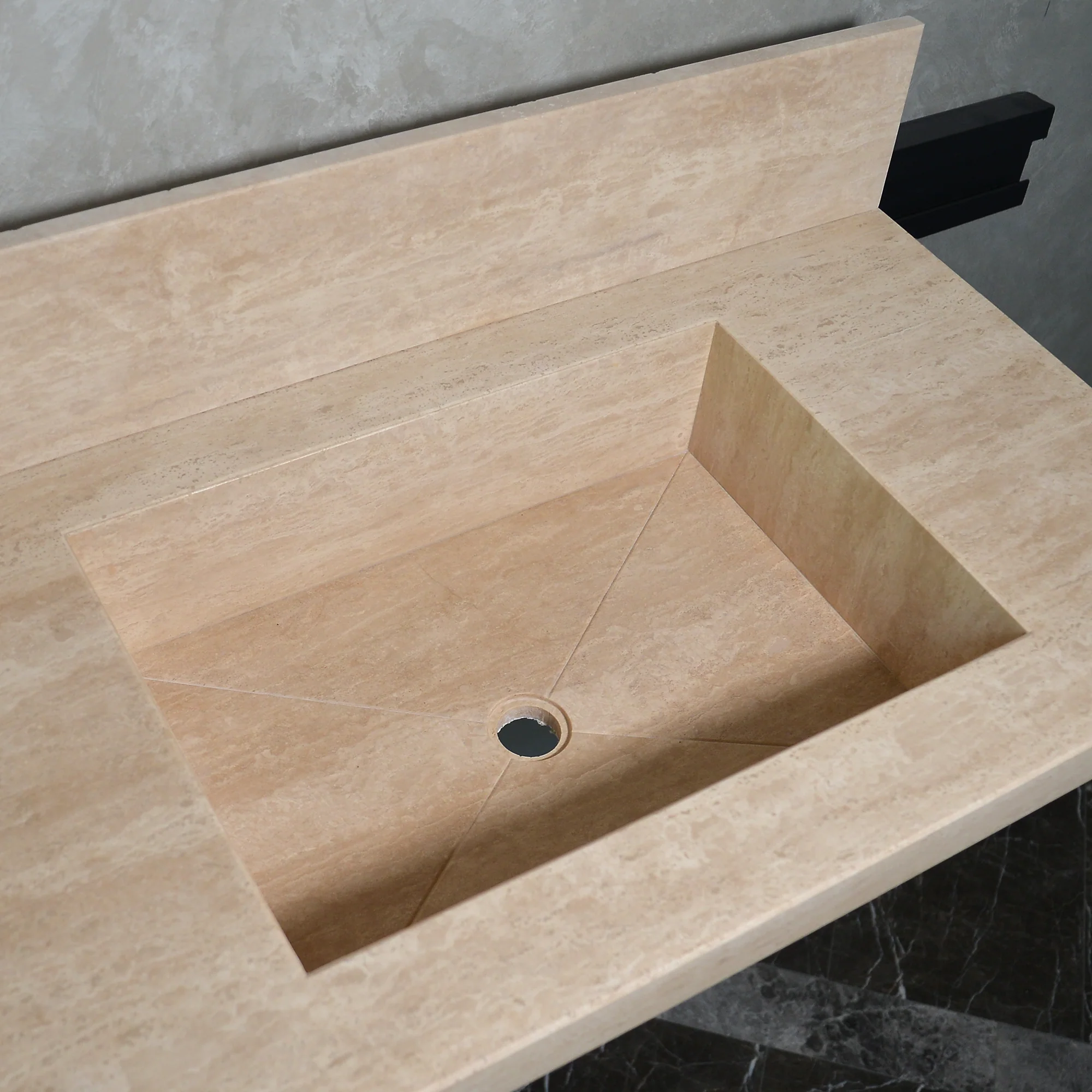 CUSTOM HANDCRAFTED TRAVERTINE DOUBLE SINK (TR-116) - Image 8