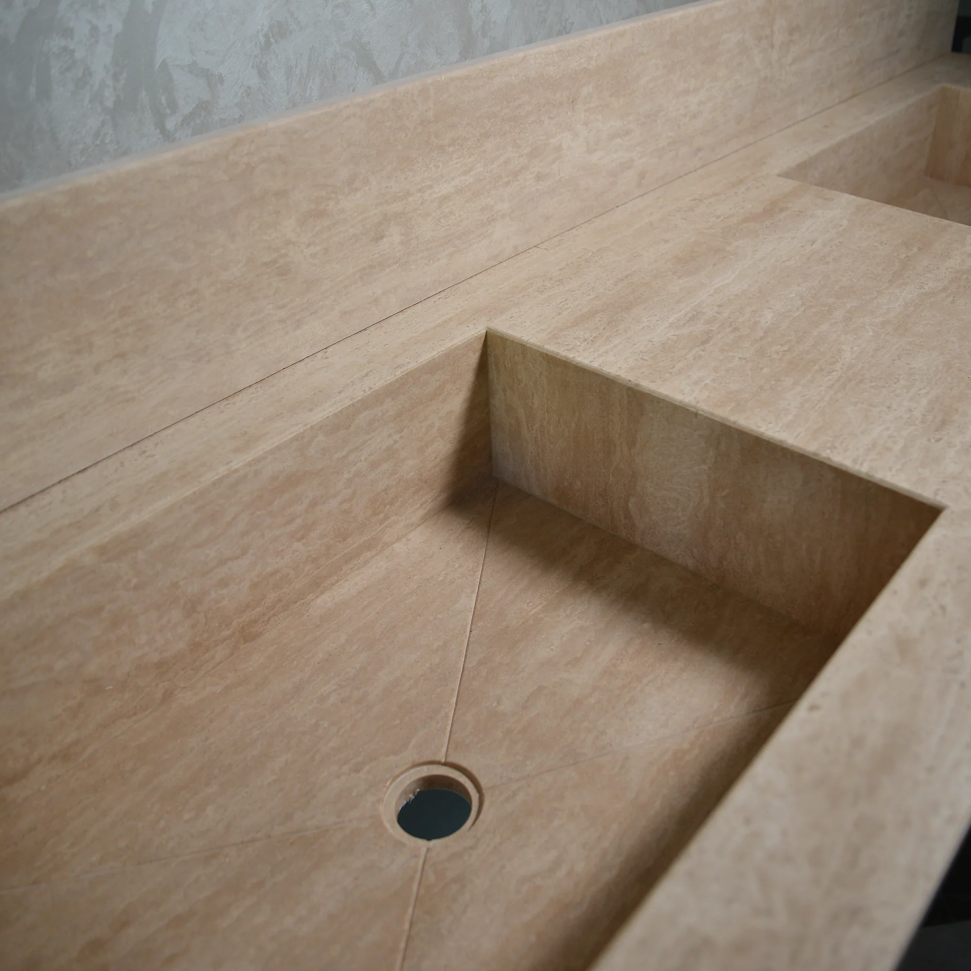 CUSTOM HANDCRAFTED TRAVERTINE DOUBLE SINK (TR-116) - Image 9