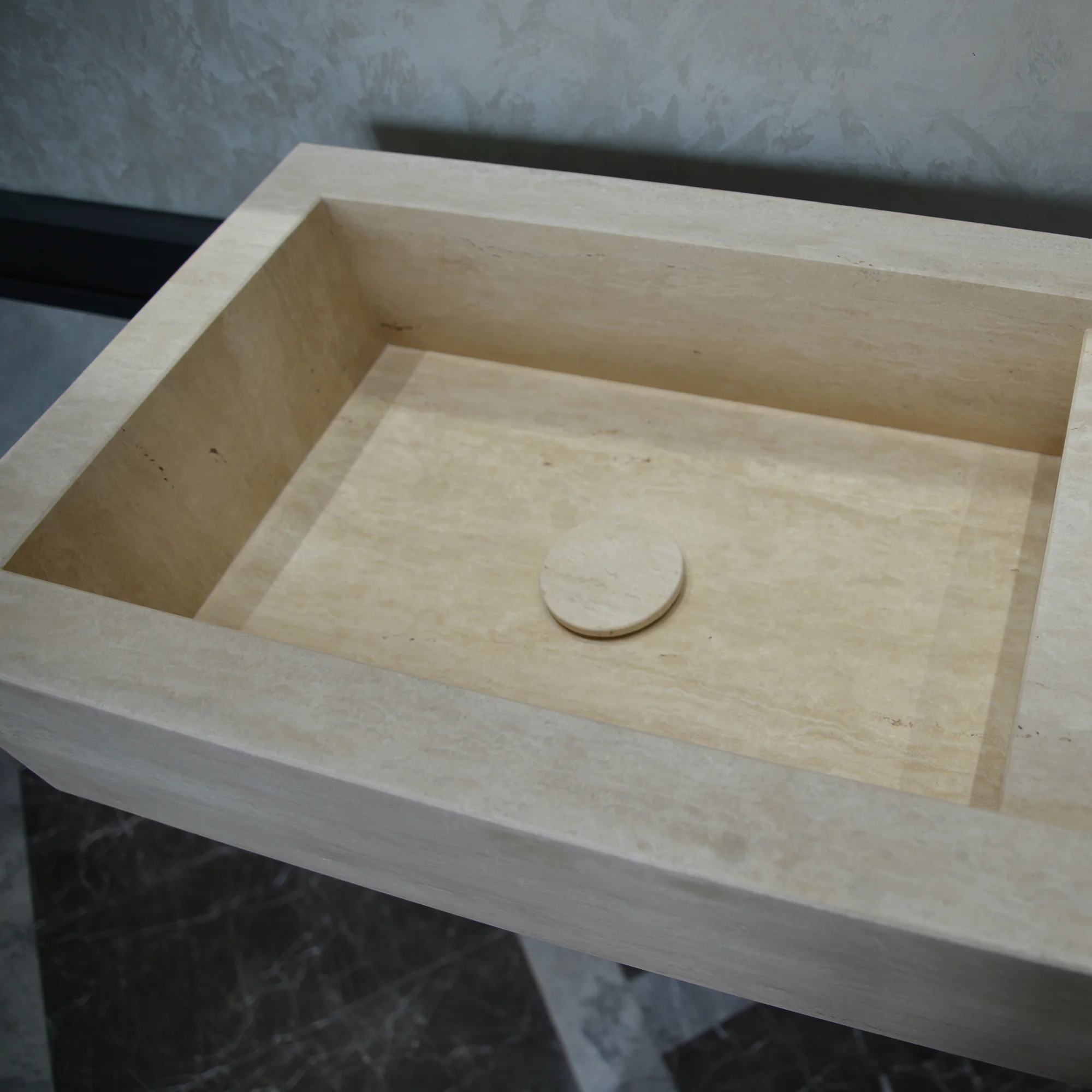 Custom Handmade Travertine Sink (TR-047) - Image 9