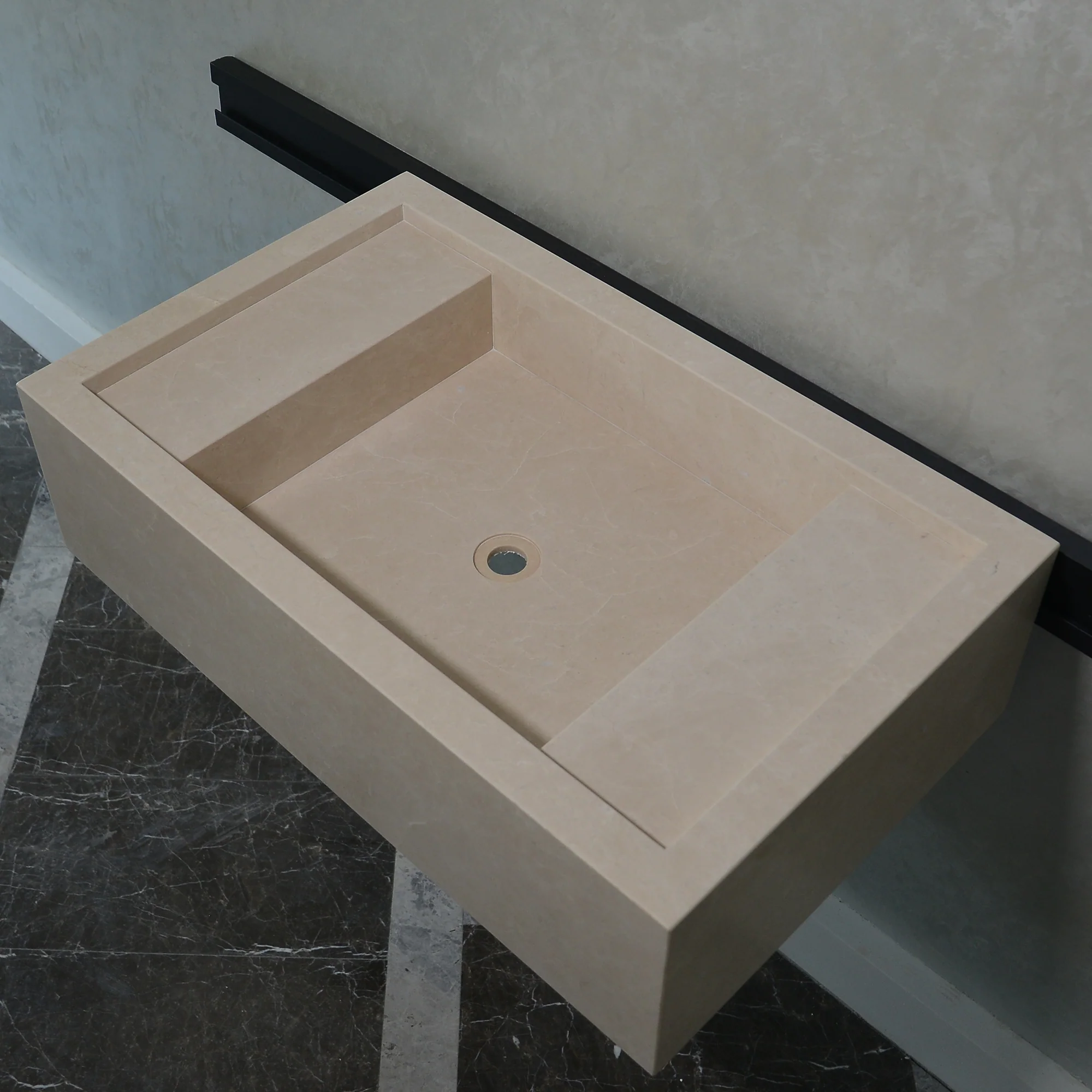 Custom Handmade Light Pearl Marble Sink (NS-079) - Image 6