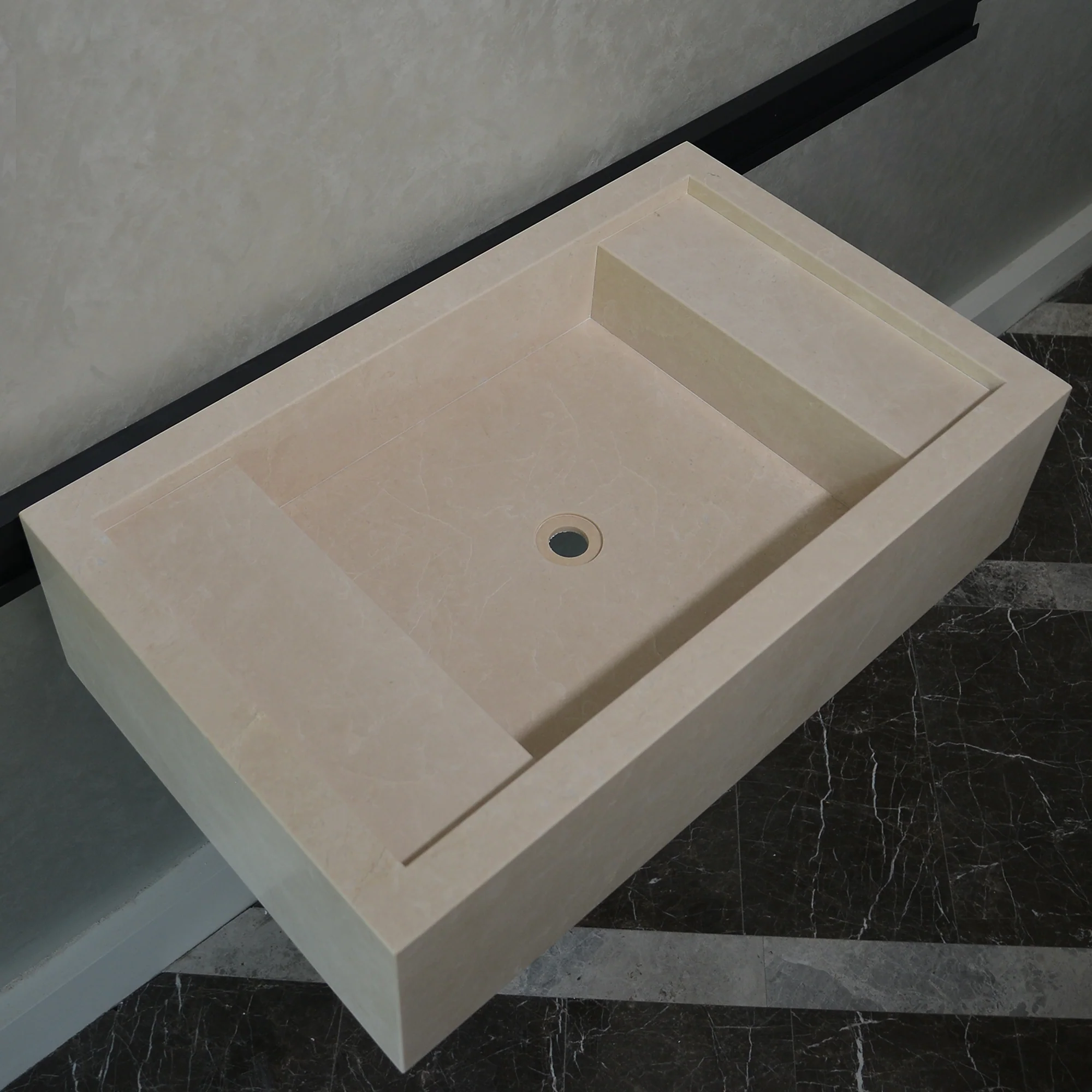 Custom Handmade Light Pearl Marble Sink (NS-079) - Image 7