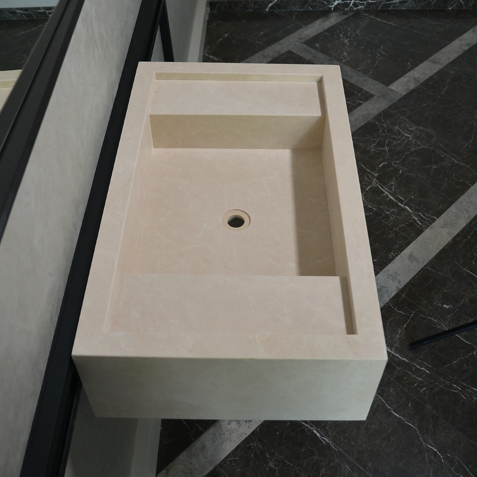 Custom Handmade Light Pearl Marble Sink (NS-079) - Image 8