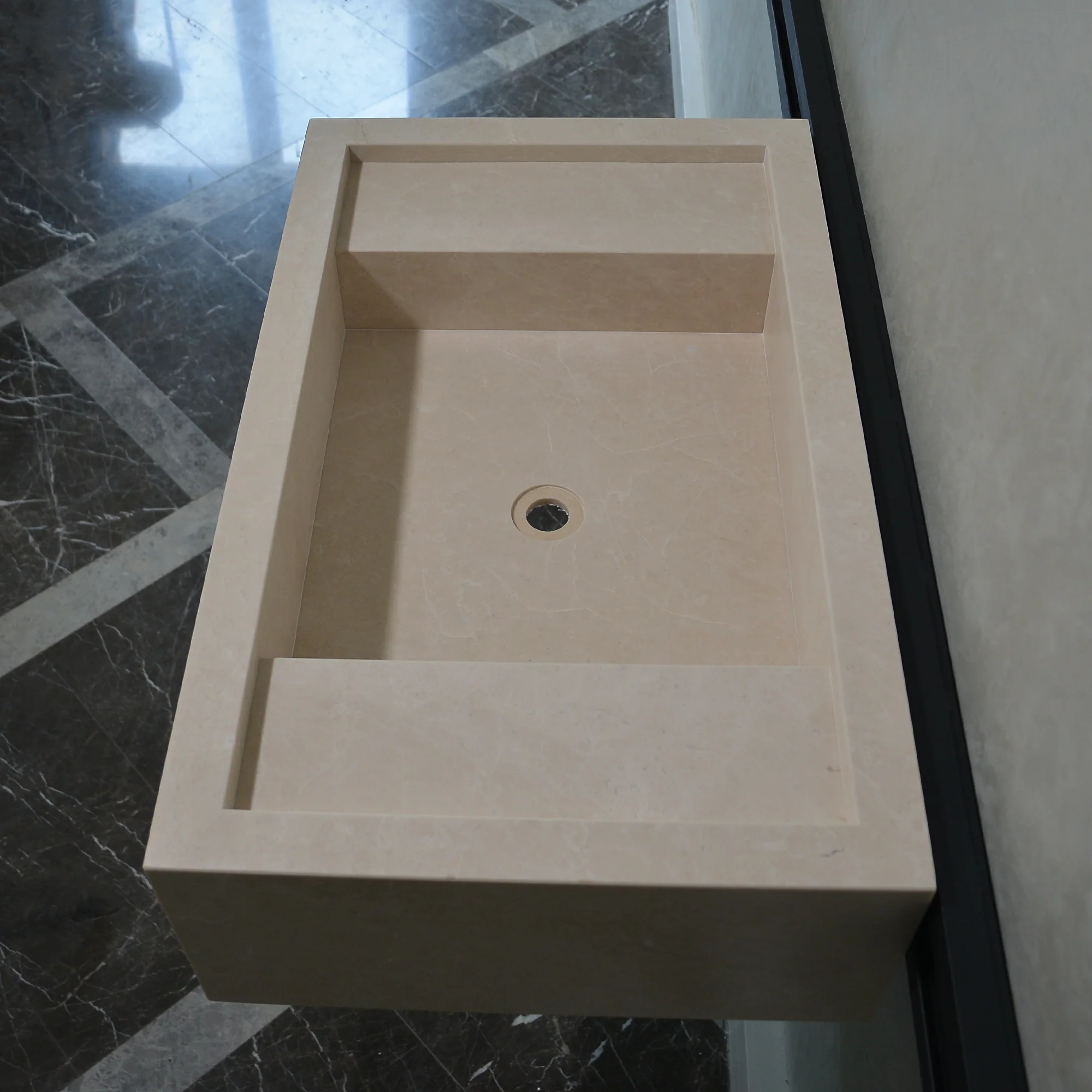 Custom Handmade Light Pearl Marble Sink (NS-079) - Image 9