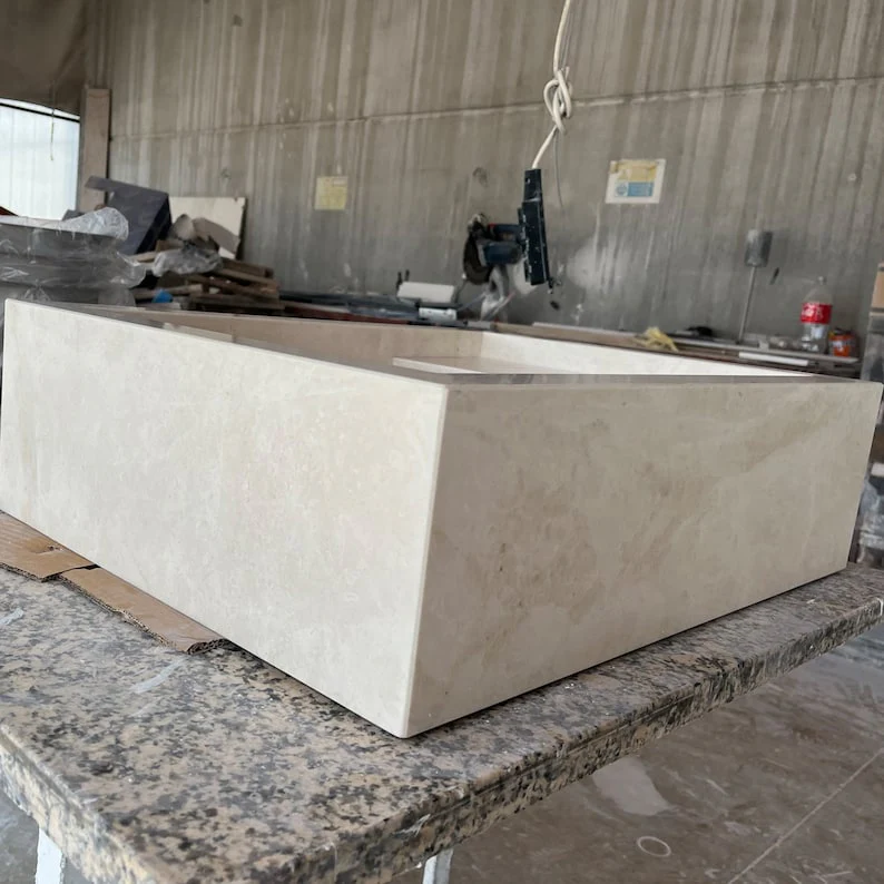 Custom Light Pearl Marble Sink (NS-056) - Image 2