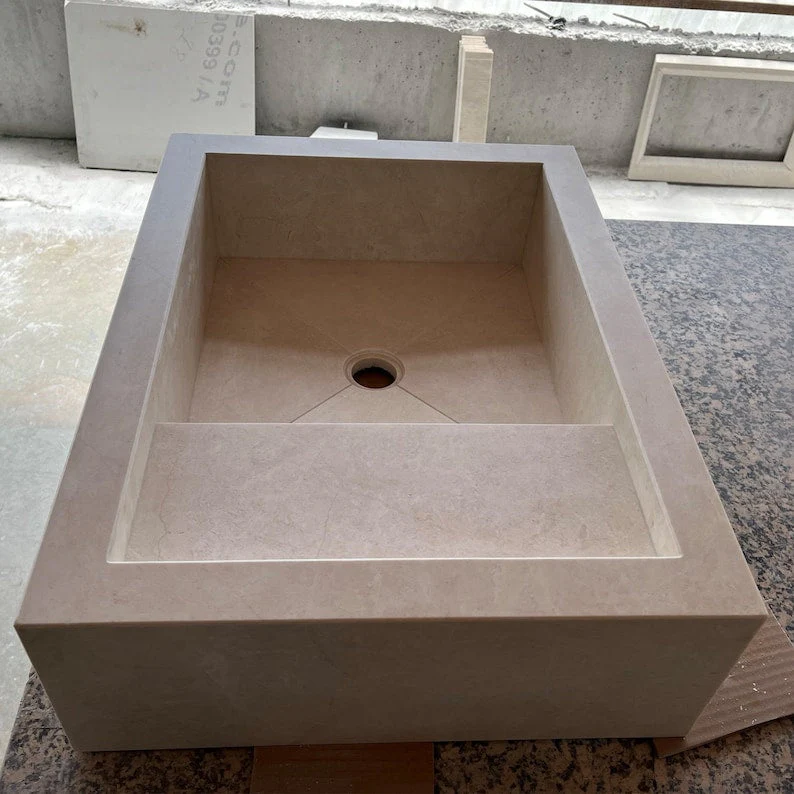 Custom Light Pearl Marble Sink (NS-056) - Image 3