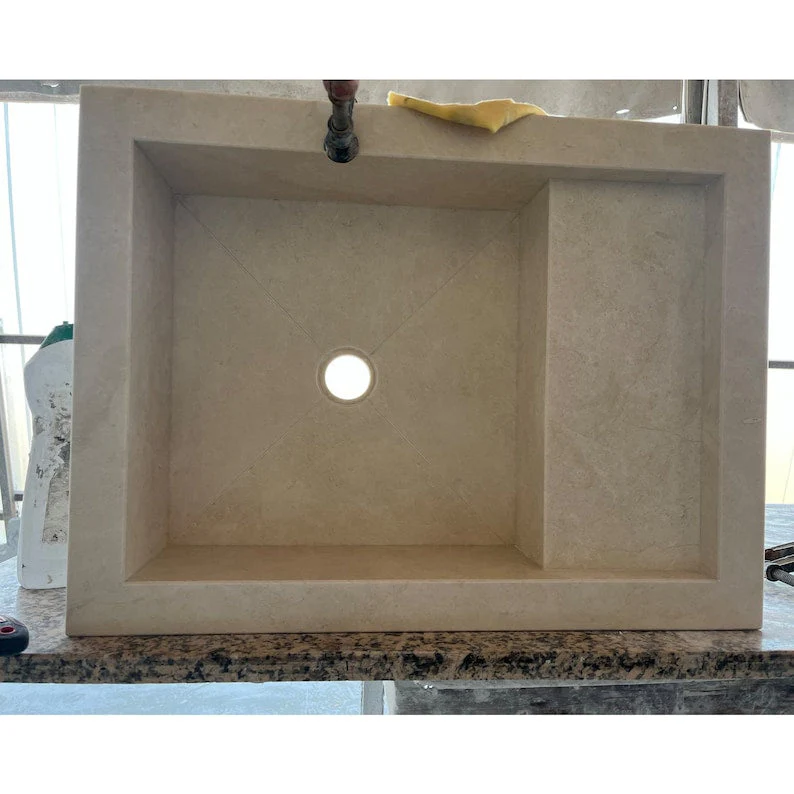 Custom Light Pearl Marble Sink (NS-056) - Image 4