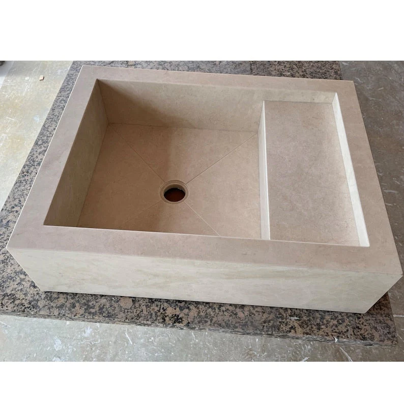 Custom Light Pearl Marble Sink (NS-056) - Image 5