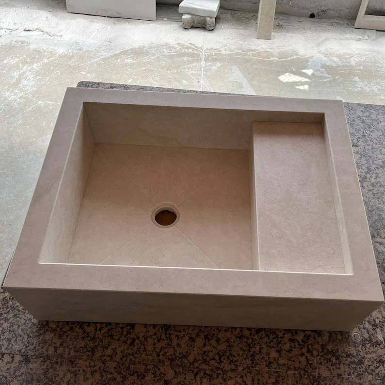 Custom Light Pearl Marble Sink (NS-056) - Image 6