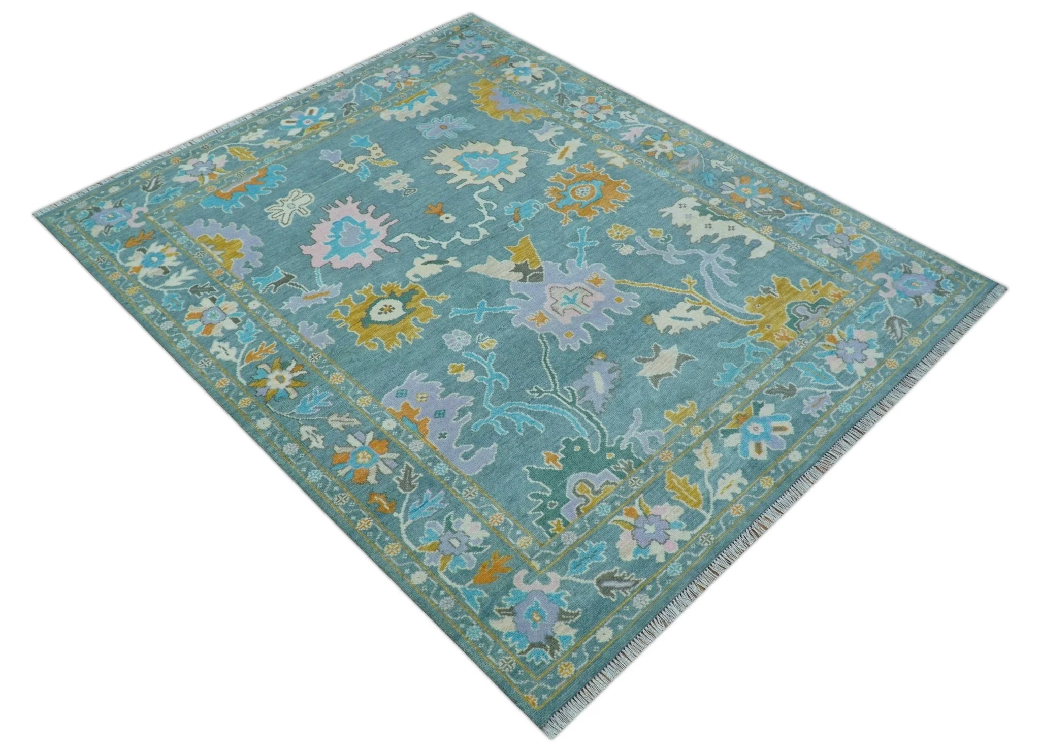 Custom Made Antique Blue Traditional Oushak Design Hand Knotted Wool Area Rug - Image 11
