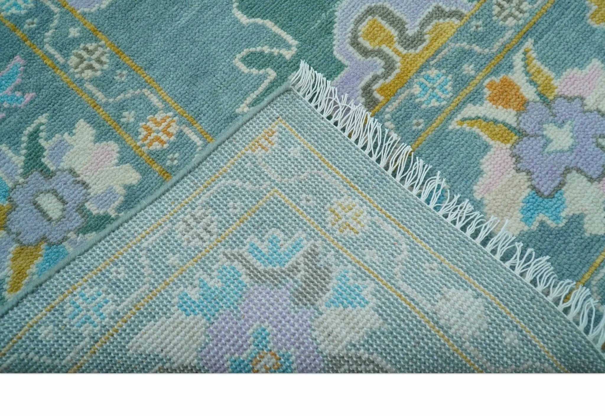 Custom Made Antique Blue Traditional Oushak Design Hand Knotted Wool Area Rug - Image 5