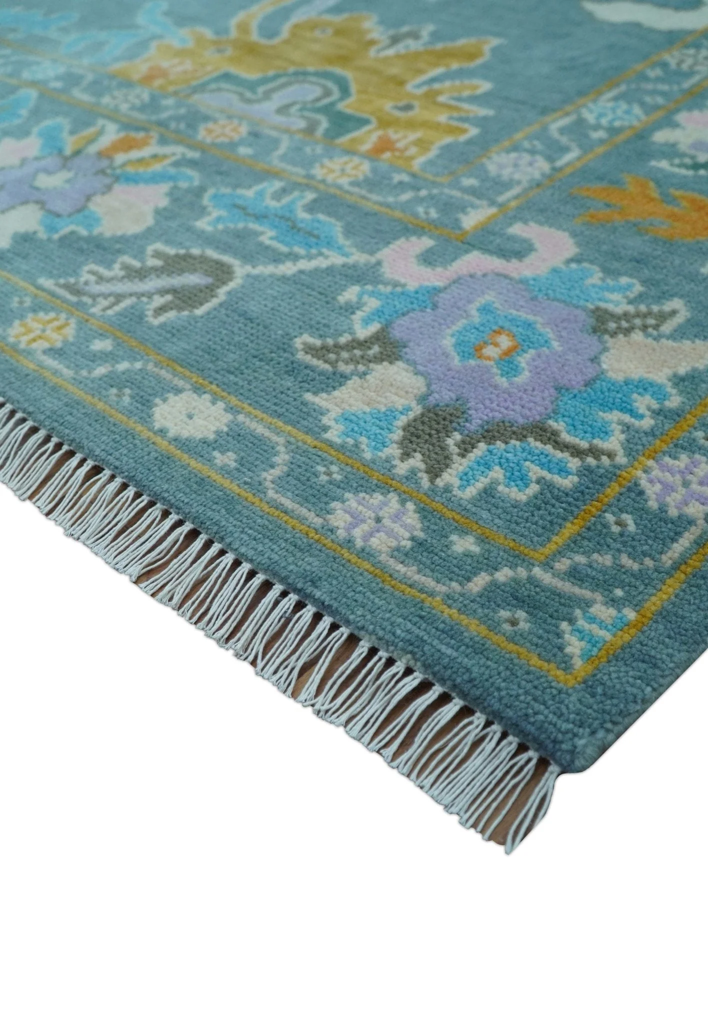 Custom Made Antique Blue Traditional Oushak Design Hand Knotted Wool Area Rug - Image 6