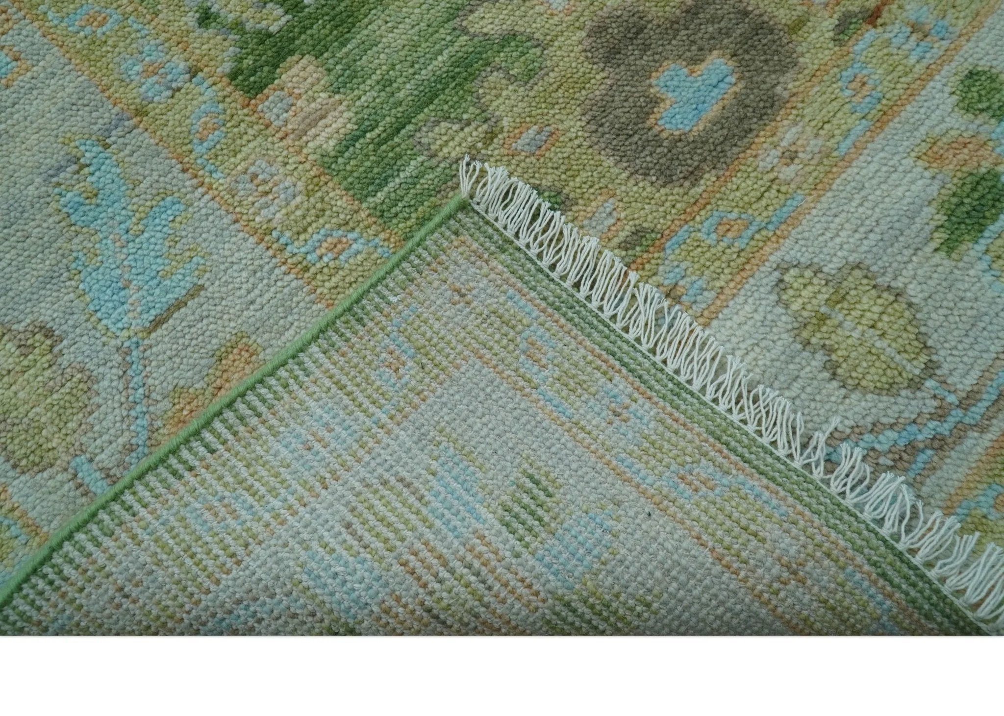 Custom Made Antique Green Traditional Oushak Design Hand Knotted Wool Area Rug - Image 6
