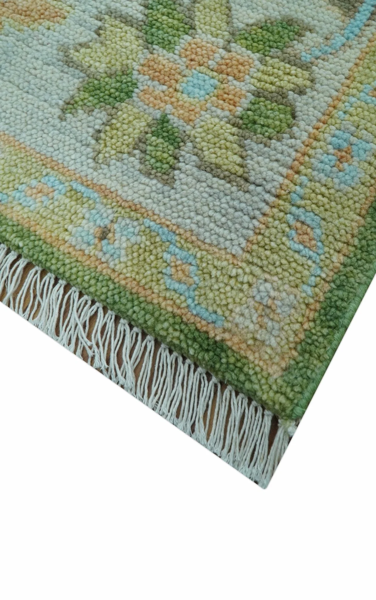 Custom Made Antique Green Traditional Oushak Design Hand Knotted Wool Area Rug - Image 7
