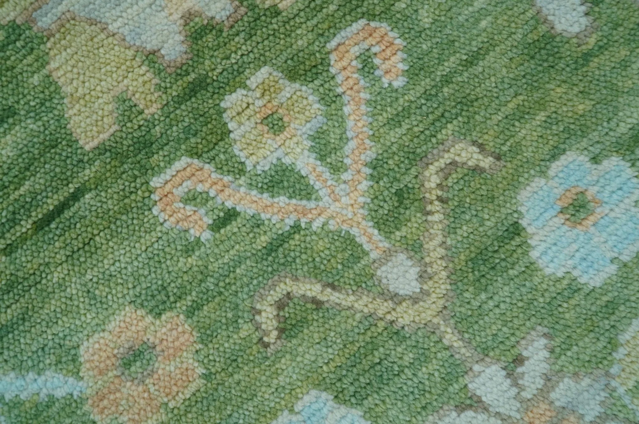 Custom Made Antique Green Traditional Oushak Design Hand Knotted Wool Area Rug - Image 9