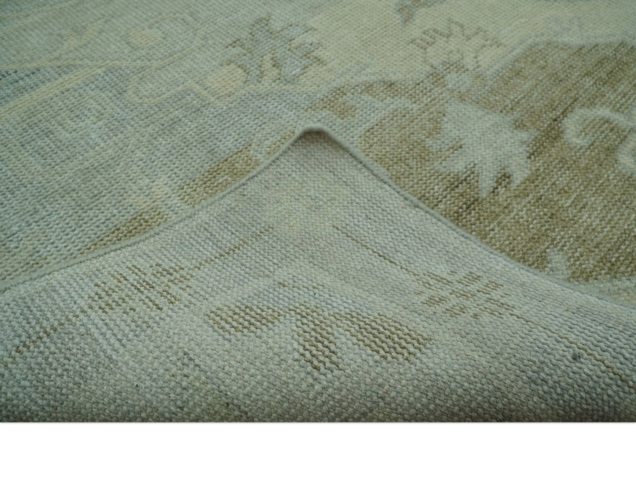 Custom Made Beige And Blue Traditional Turkish Design Hand knotted Wool Rug - Image 6