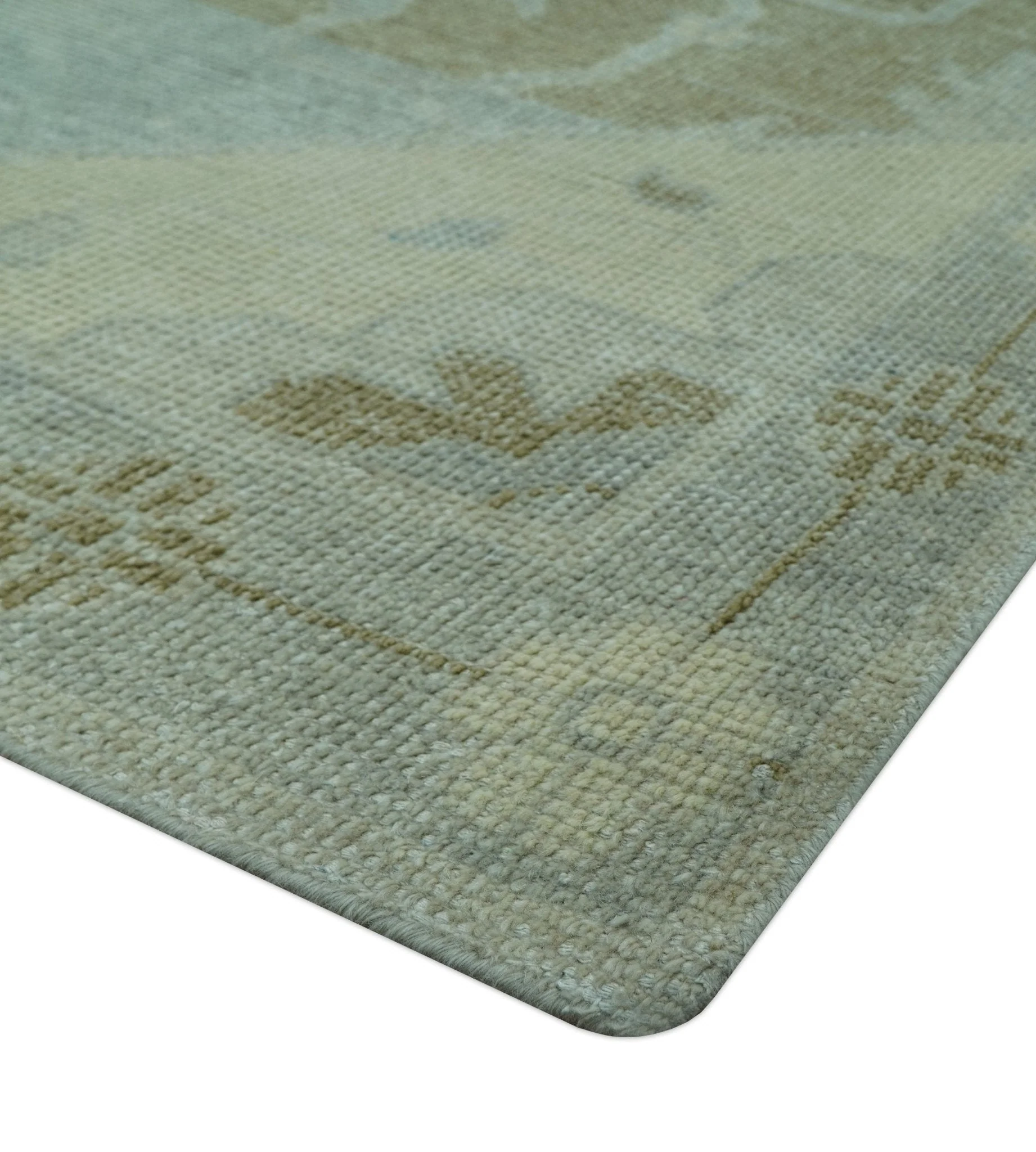Custom Made Beige And Blue Traditional Turkish Design Hand knotted Wool Rug - Image 8
