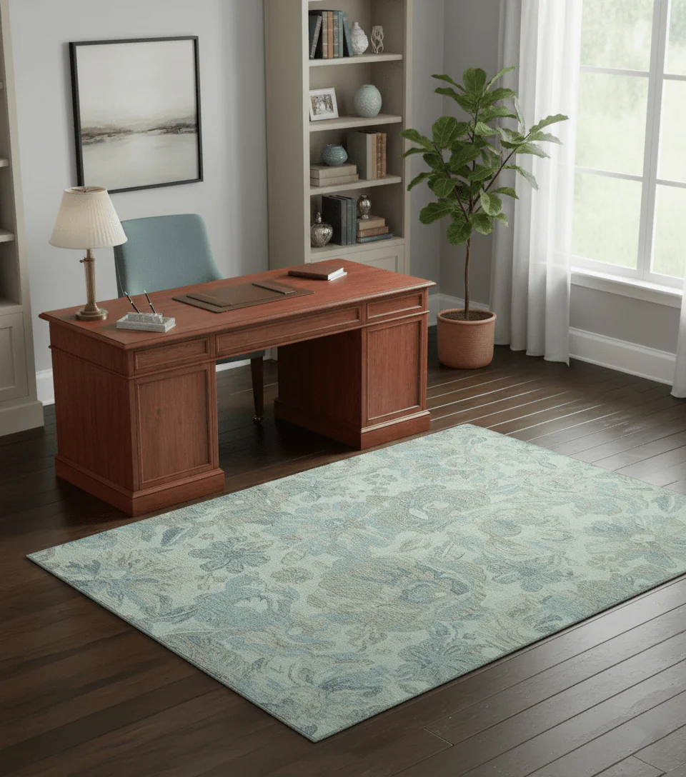 Custom Made Beige And Brown Traditional Floral Pattern Hand Tufted Wool Area Rug - Image 2