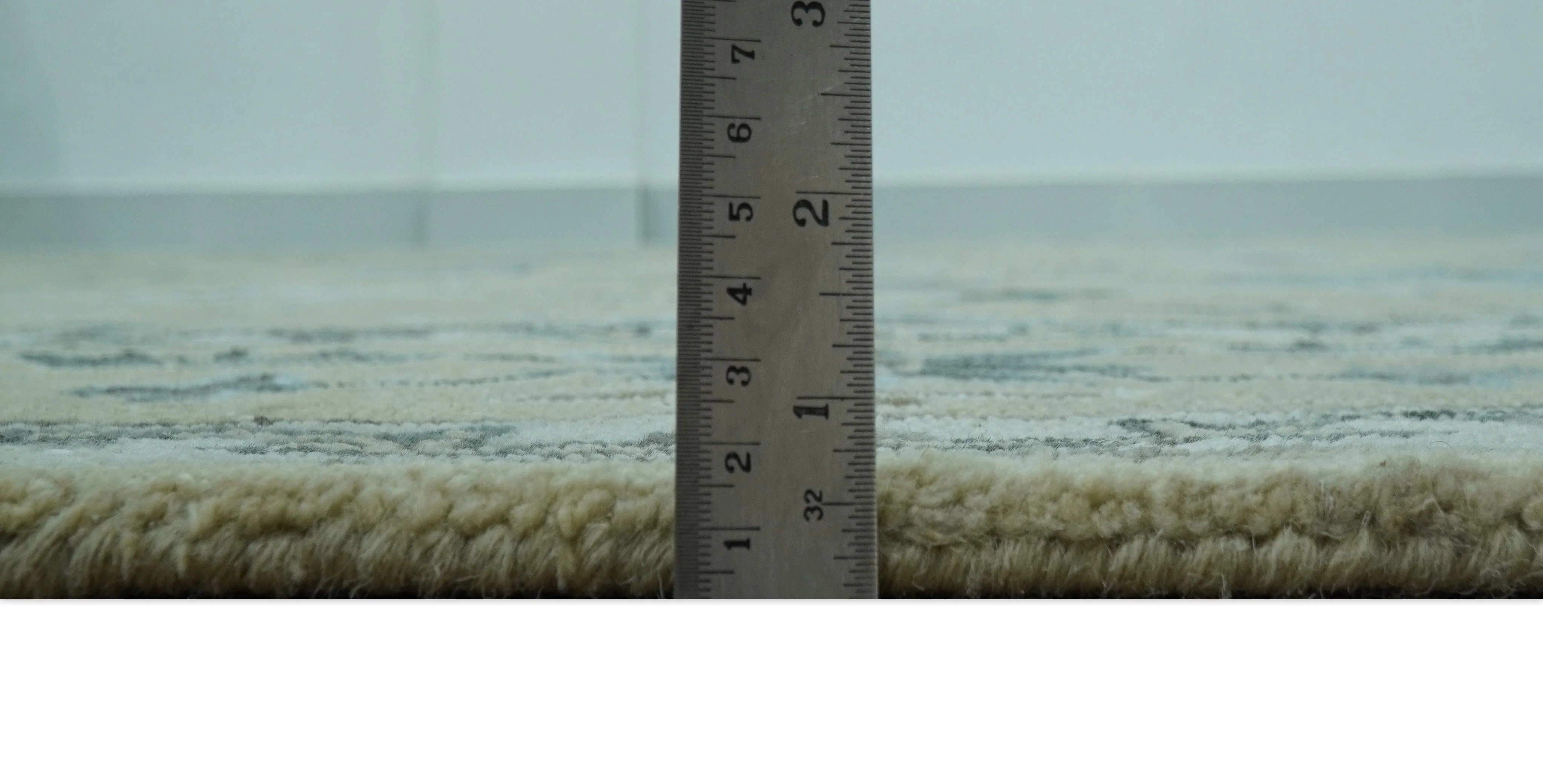Custom Made Beige, Ivory and Blue Hand Tufted Floral Oriental Oushak wool area rug - Image 8