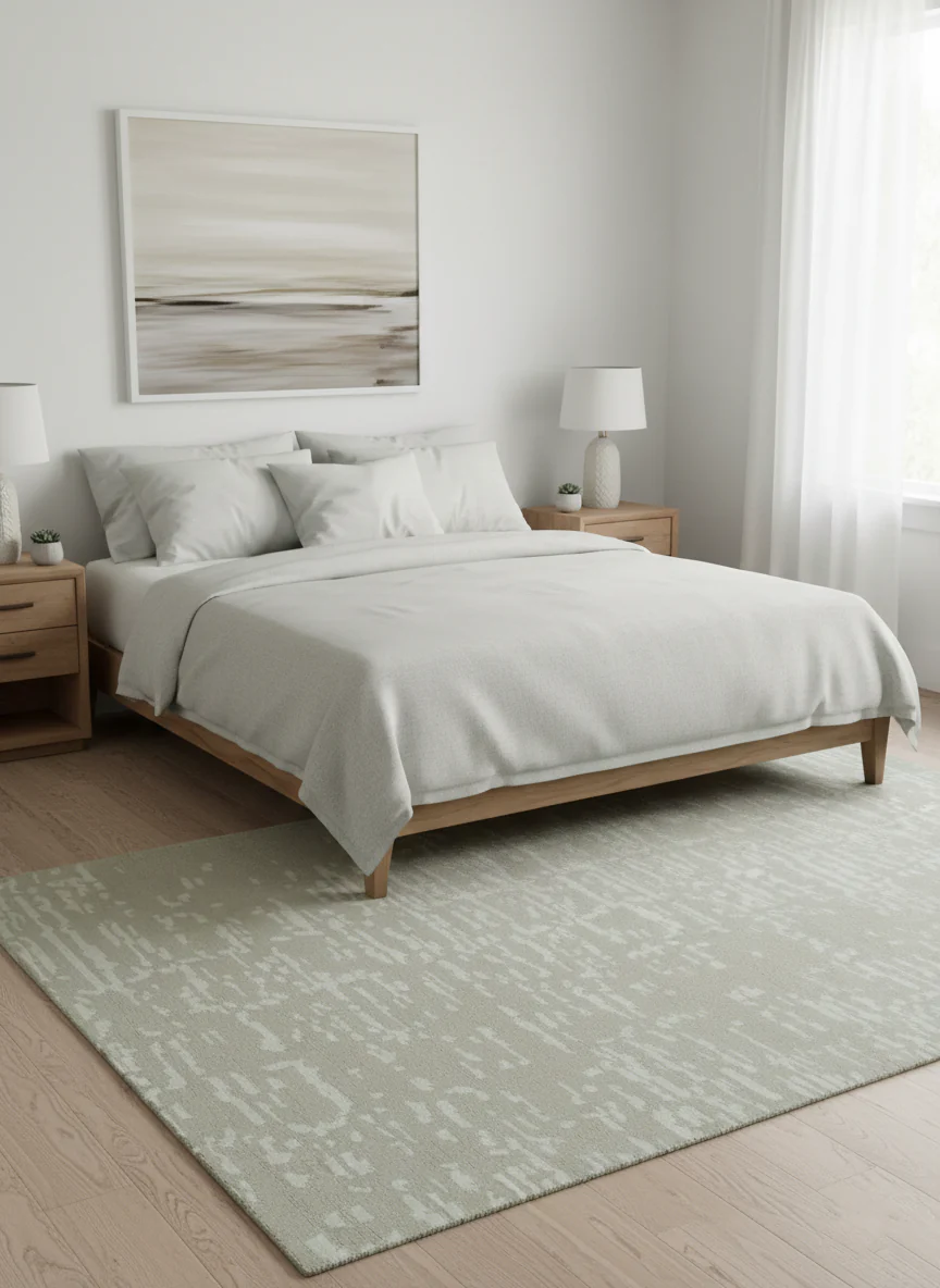 Custom Made Beige Modern Contemporary Hand Knotted Wool Area Rug - Image 2