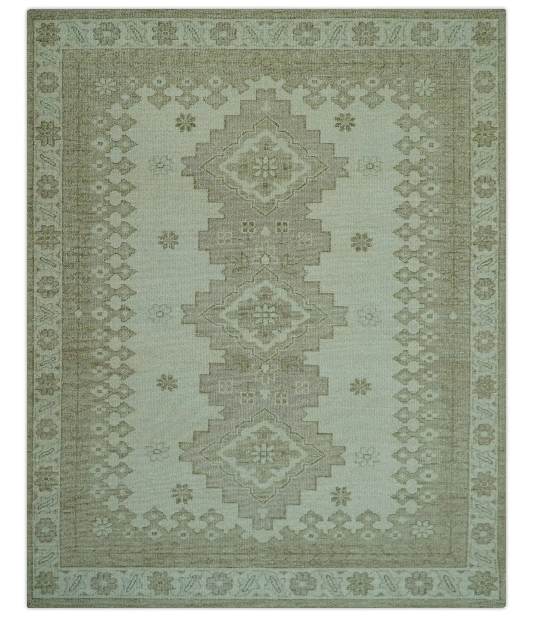 Custom Made Beige Traditional Turkish Design Hand knotted Wool Area Rug - Image 10