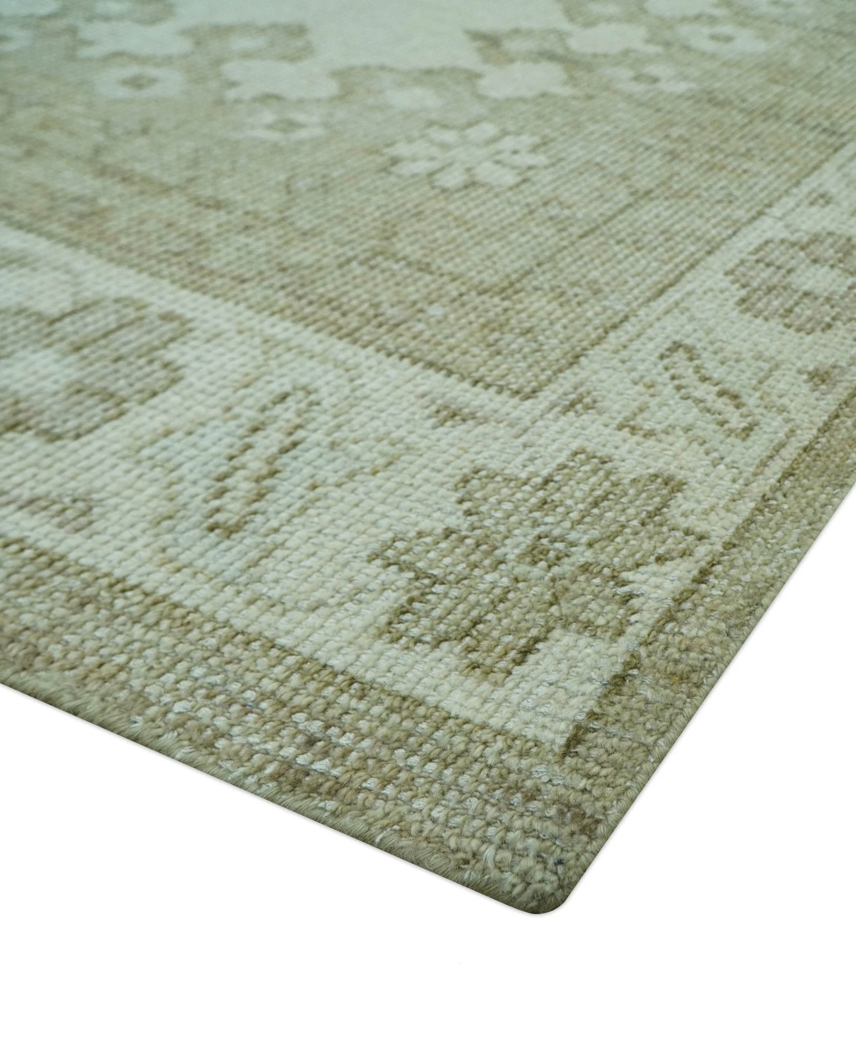 Custom Made Beige Traditional Turkish Design Hand knotted Wool Area Rug - Image 9