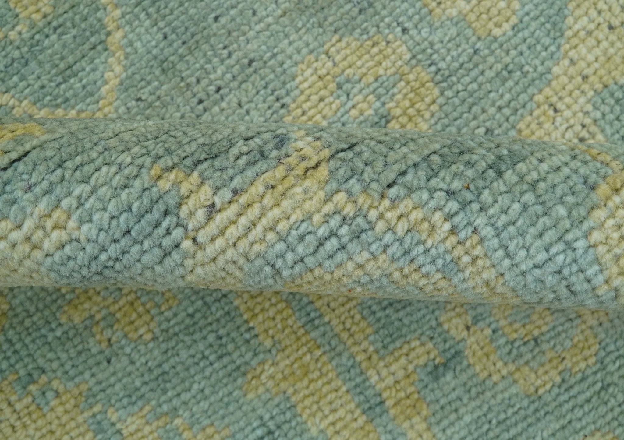Custom Made Blue And Beige Traditional Floral Hand Knotted Wool Rug - Image 9
