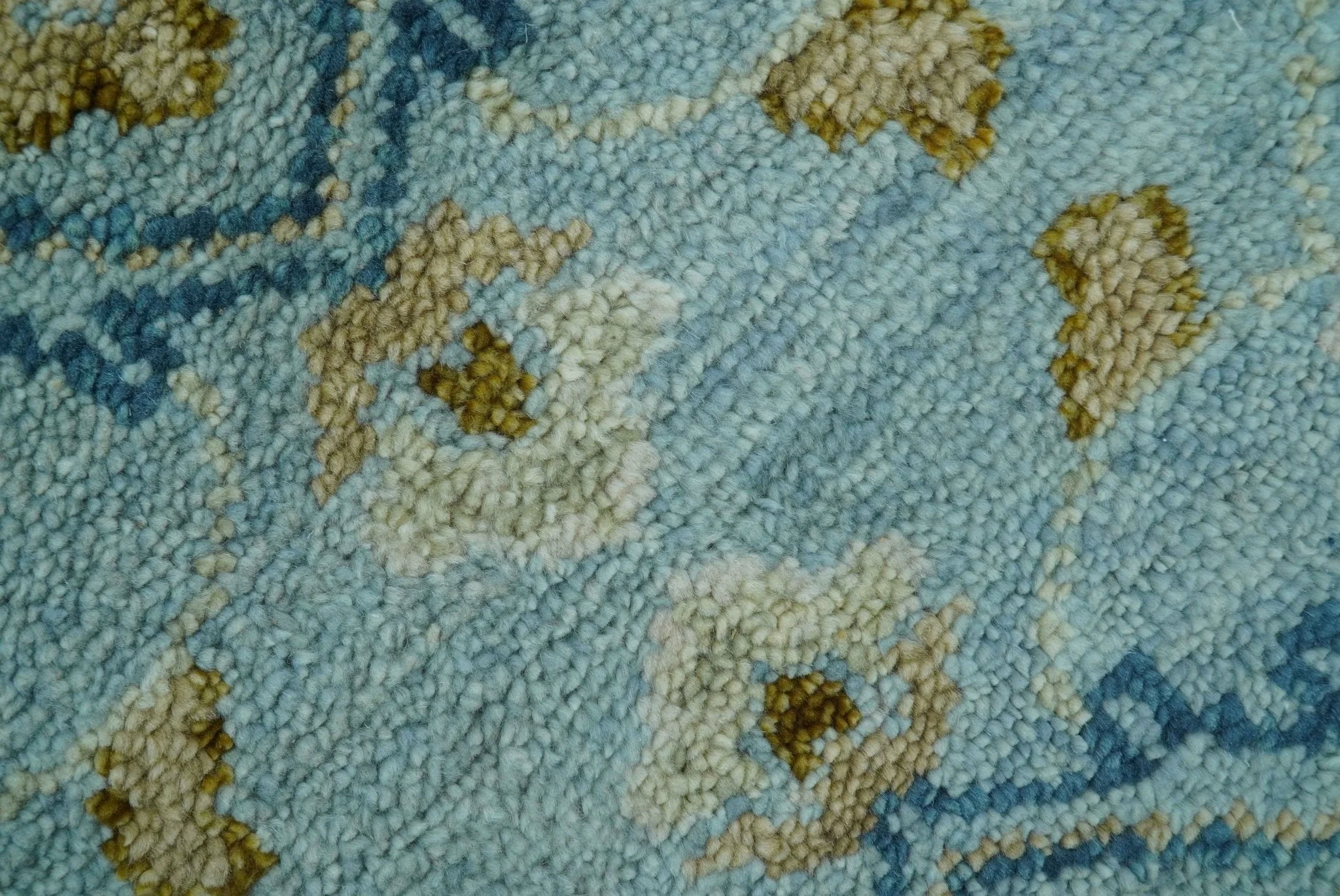 Custom Made Blue And Olive Traditional Oriental Design Hand knotted Wool Area Rug - Image 10