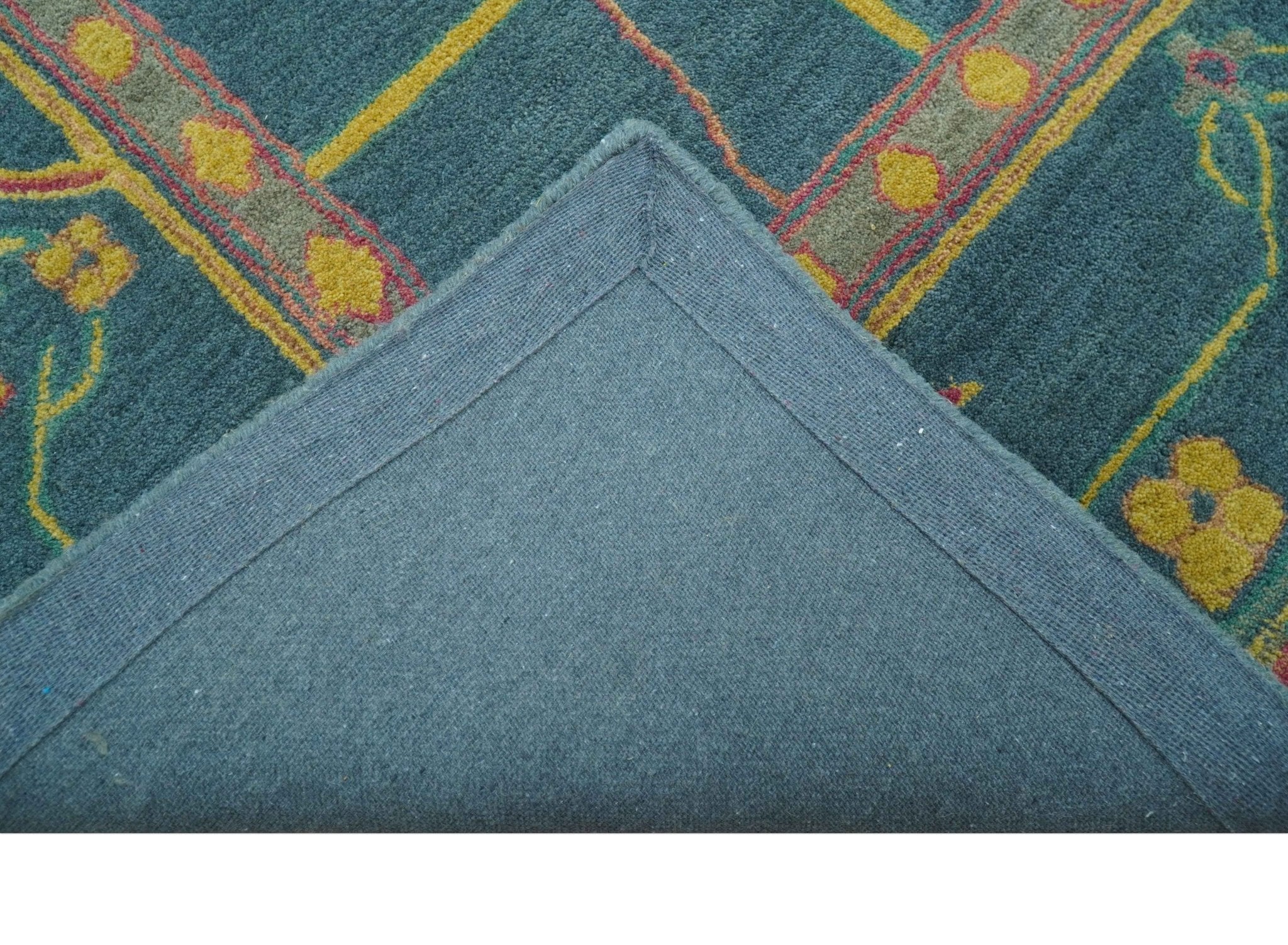 Custom Made Blue And Yellow Traditional Oushak Design Hand Tufted Wool Rug - Image 4