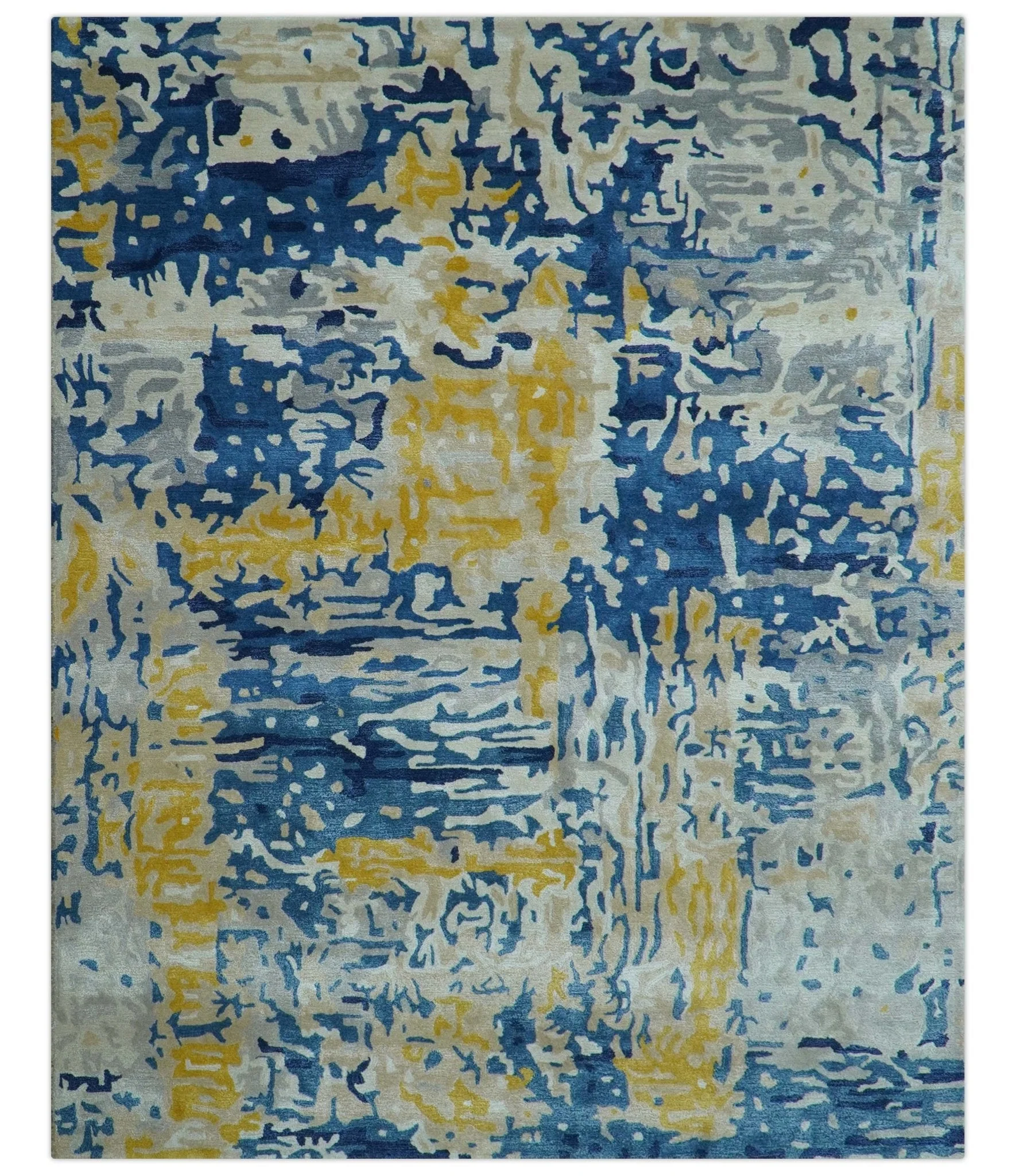 Custom Made Blue Modern Abstract Design Hand Tufted  Area Rug - Image 2
