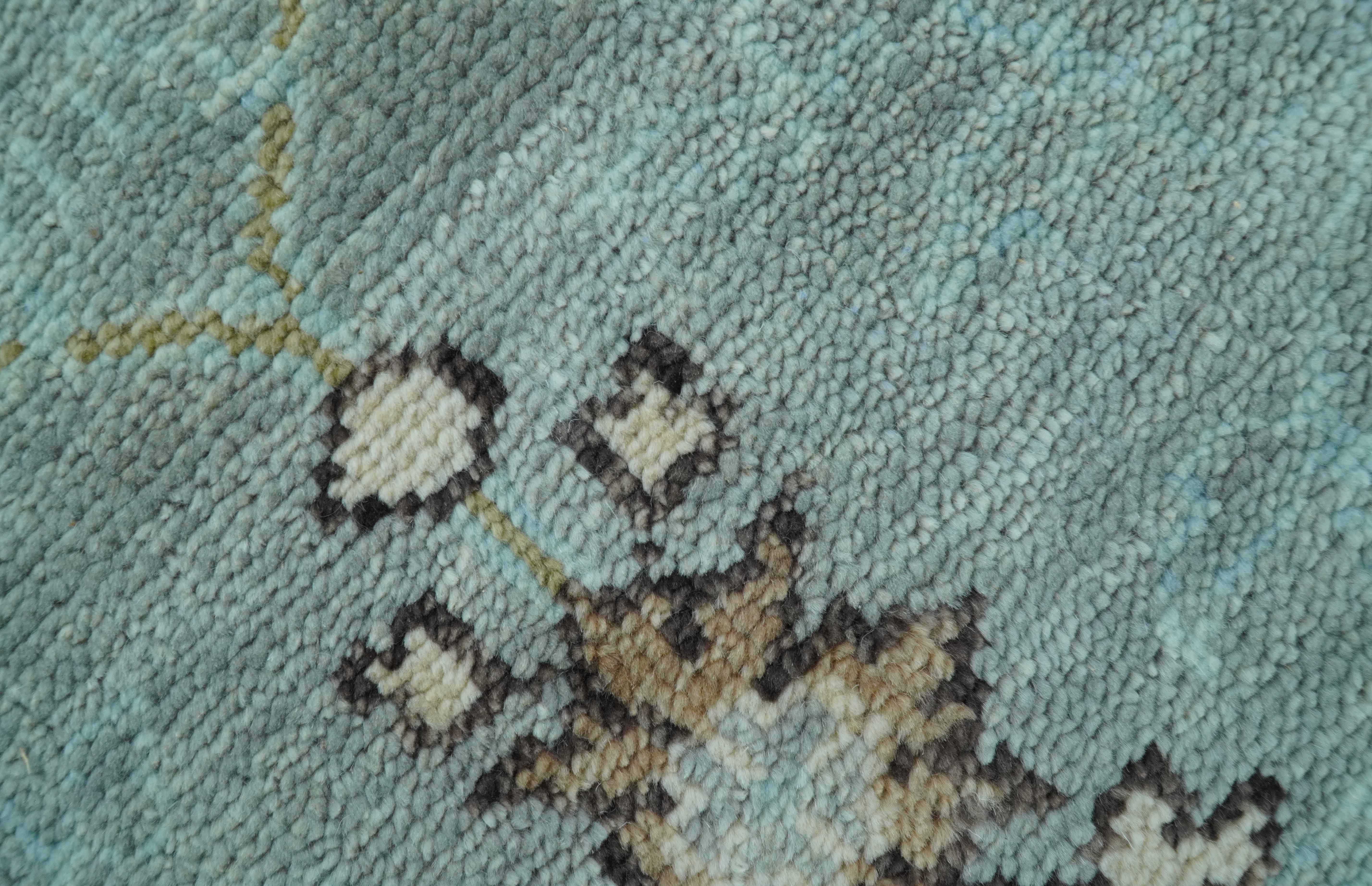 Custom Made Blue Modern Oushak Hand Knotted Wool Rug - Image 8